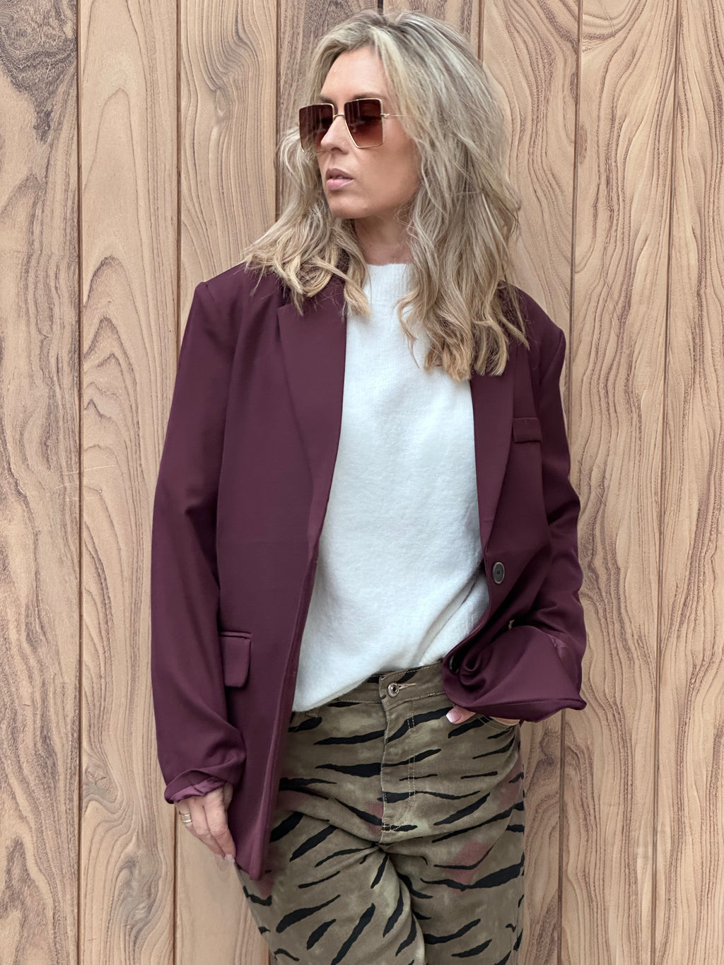 Blazer Caro - Oversized- Bordeaux