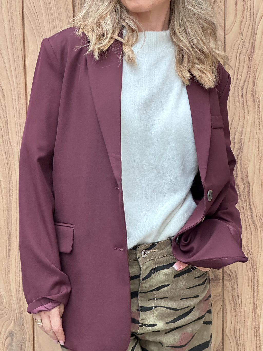 Blazer Caro - Oversized- Bordeaux