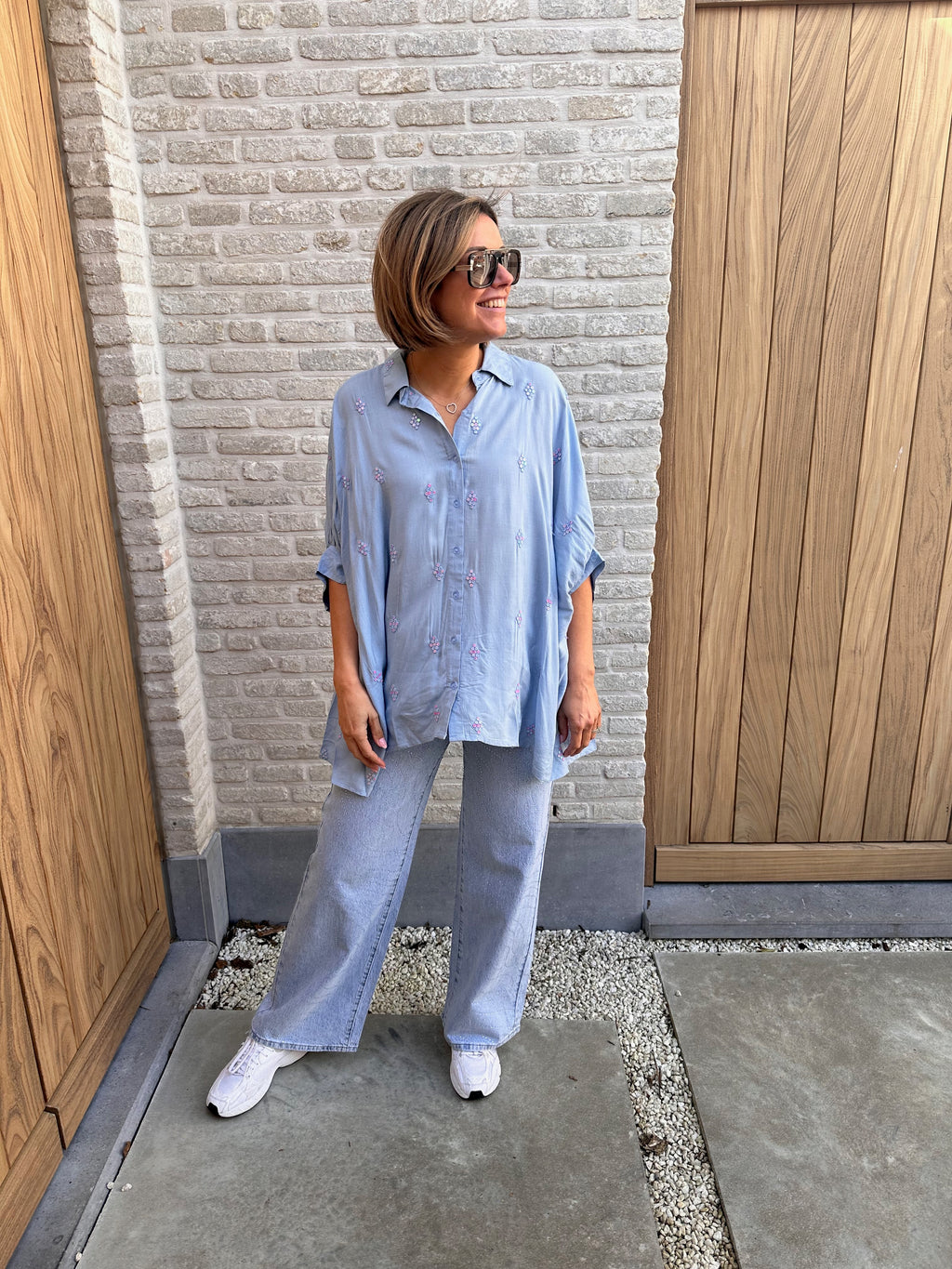 Hemd Liv Strass OVERSIZED blauw