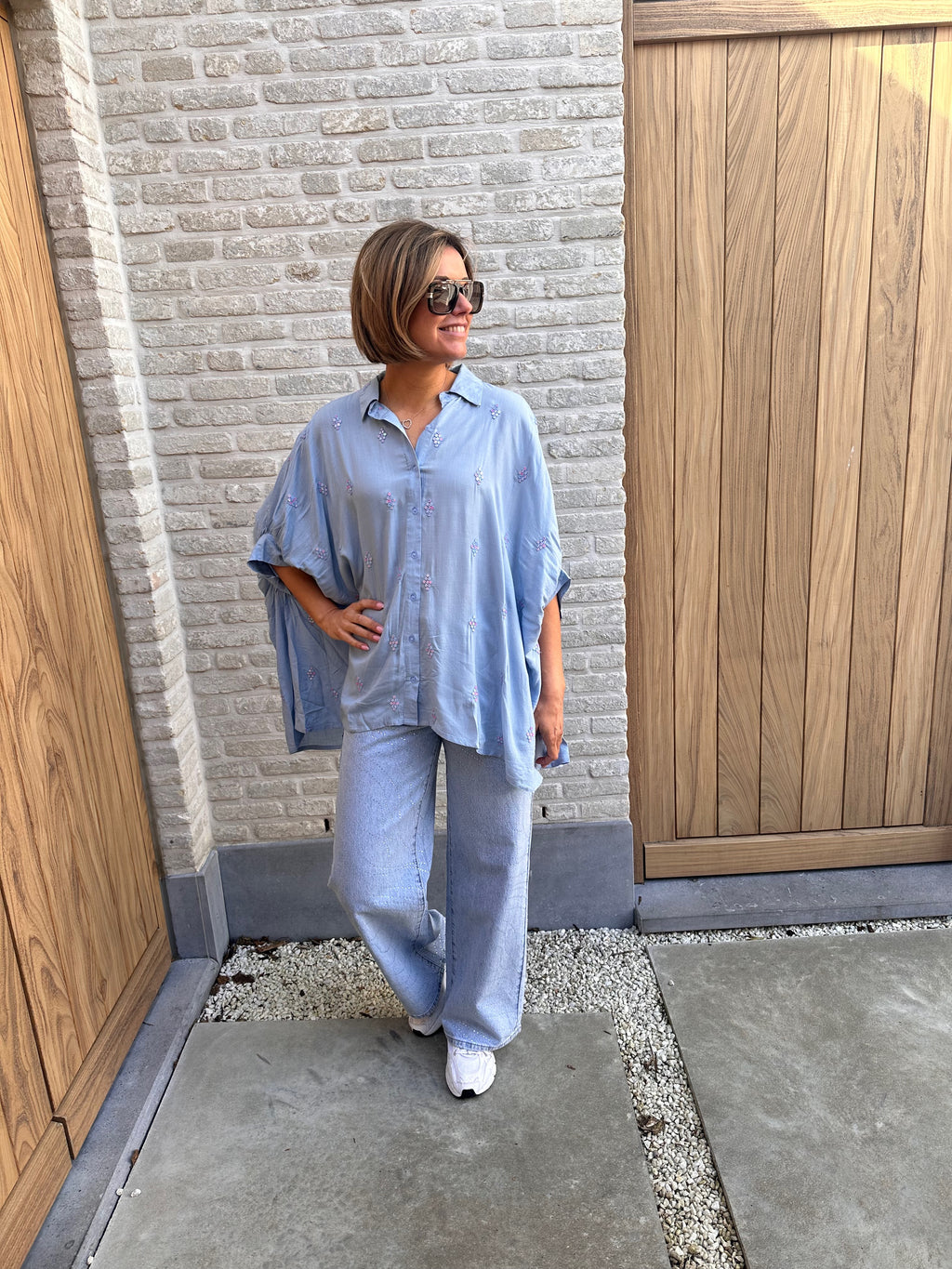 Hemd Liv Strass OVERSIZED blauw