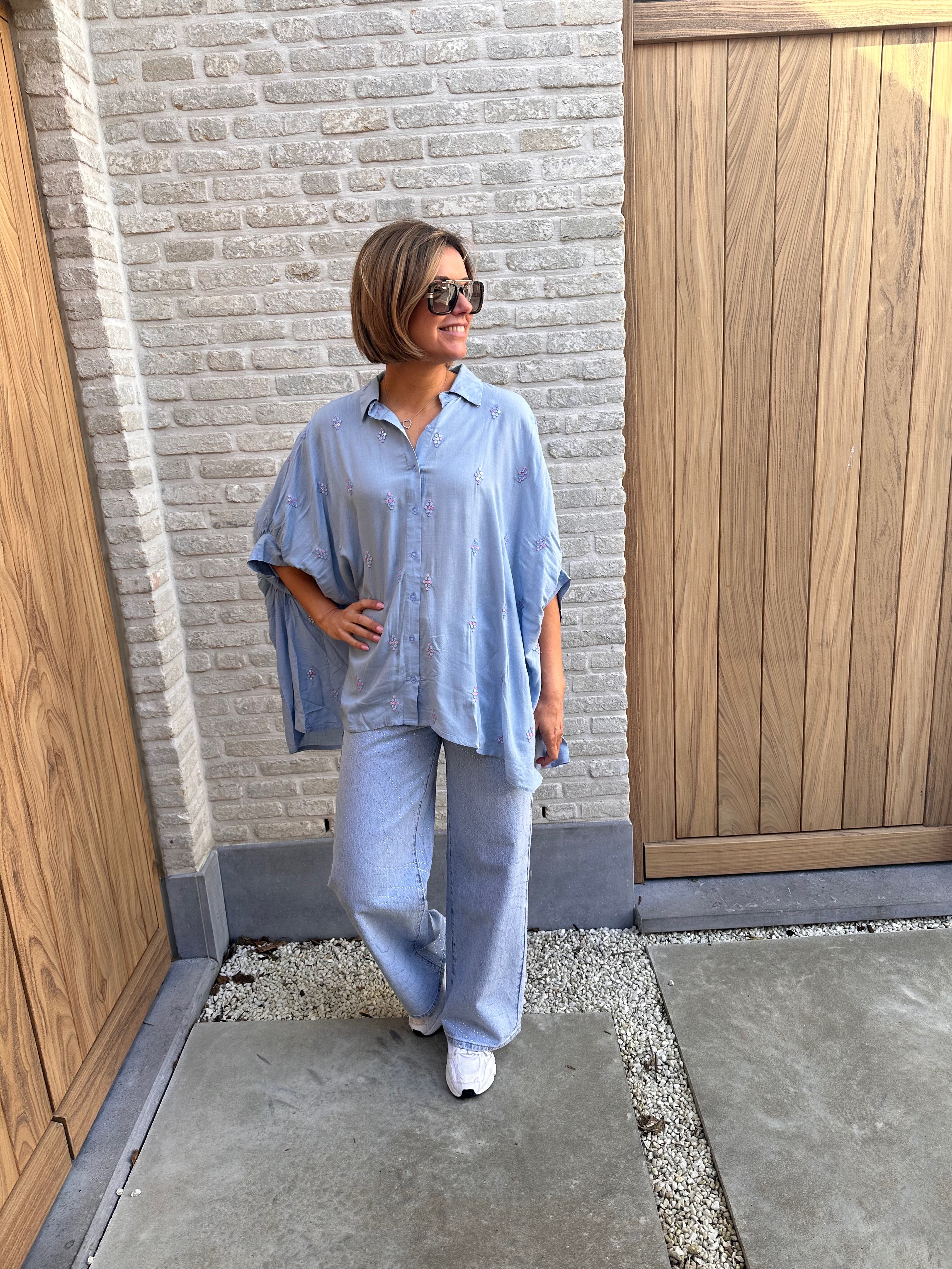 Hemd Liv Strass OVERSIZED blauw