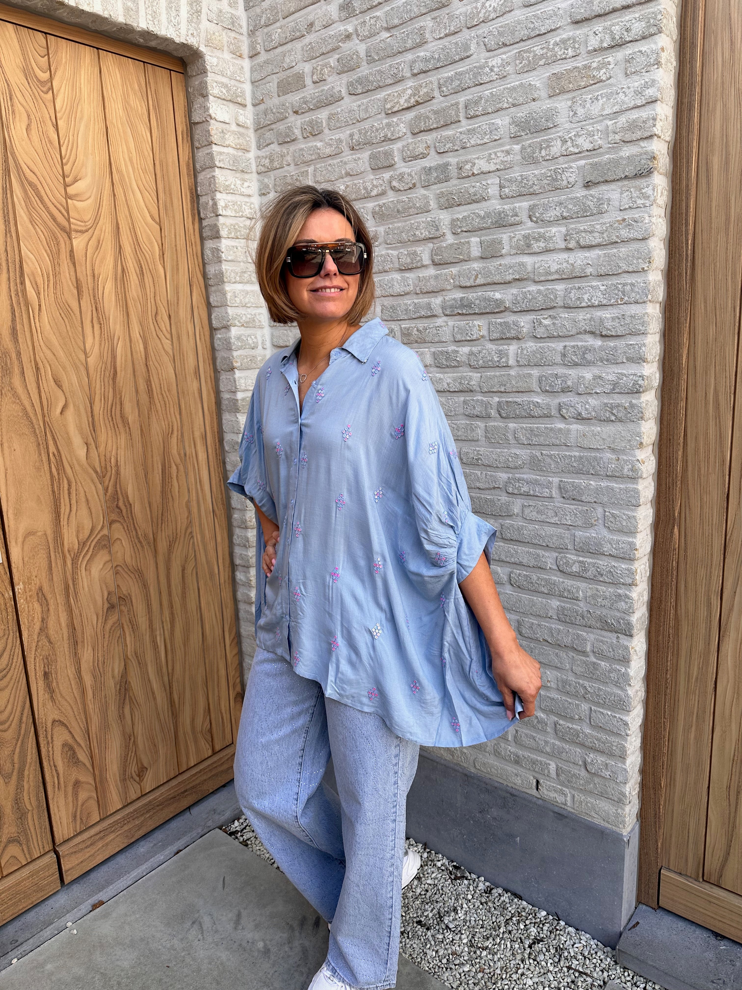 Hemd Liv Strass OVERSIZED blauw