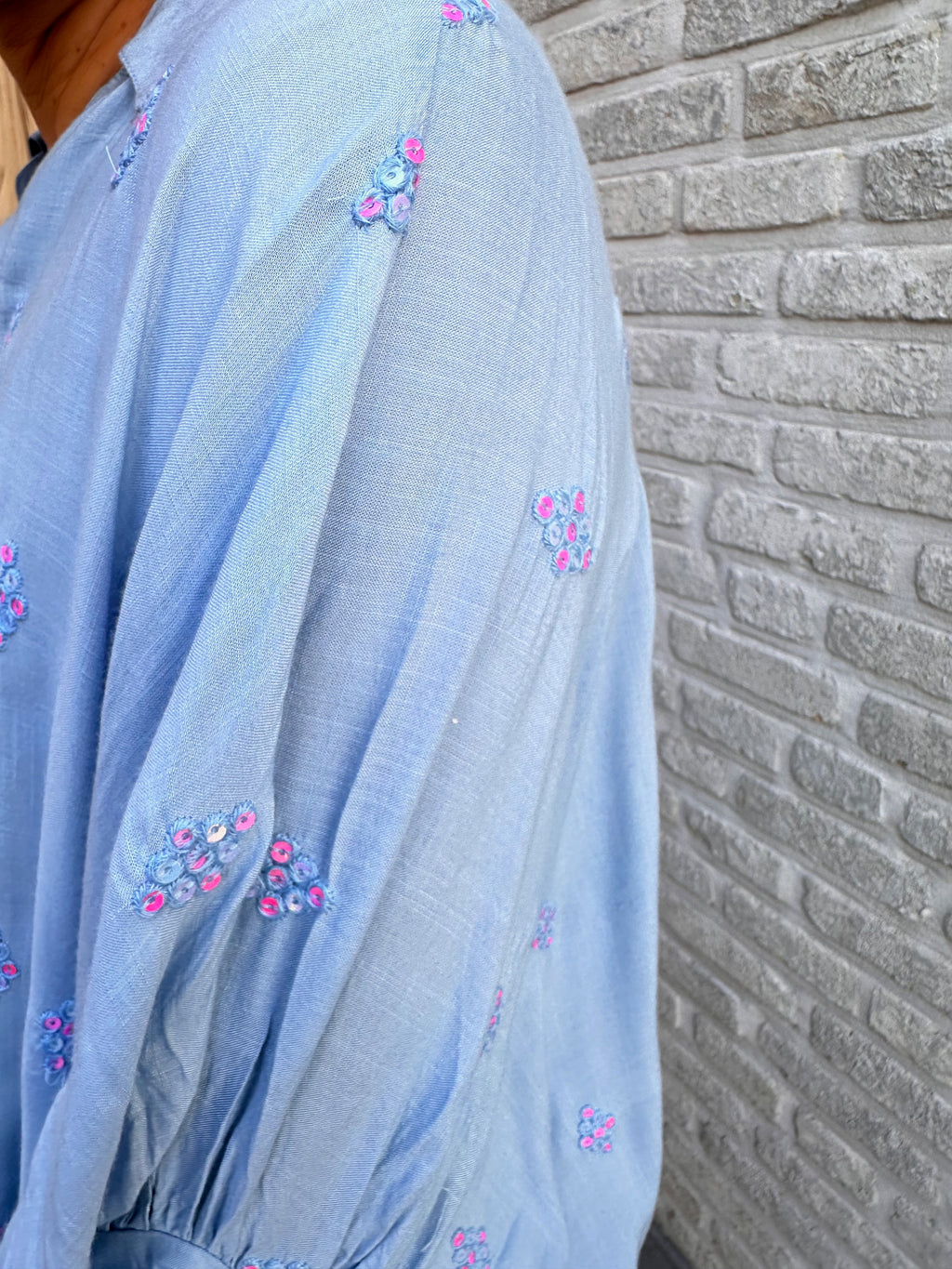 Hemd Liv Strass OVERSIZED blauw
