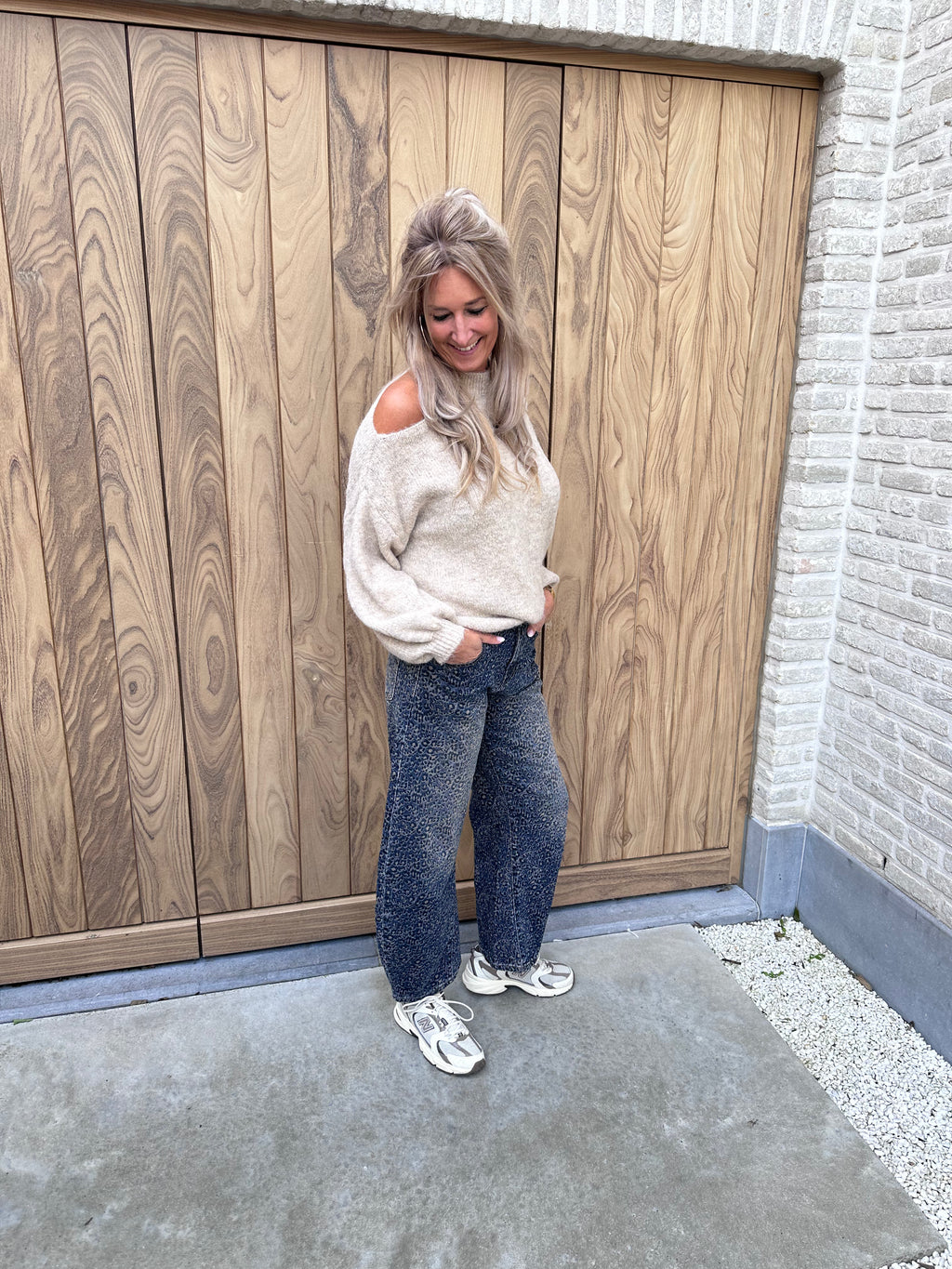 Pull Xoé Beige Offshoulder