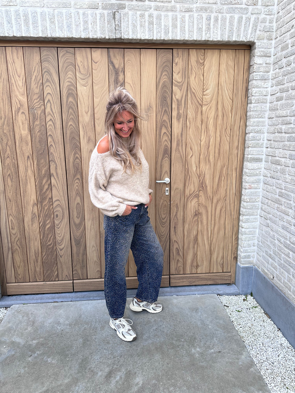 Pull Xoé Beige Offshoulder