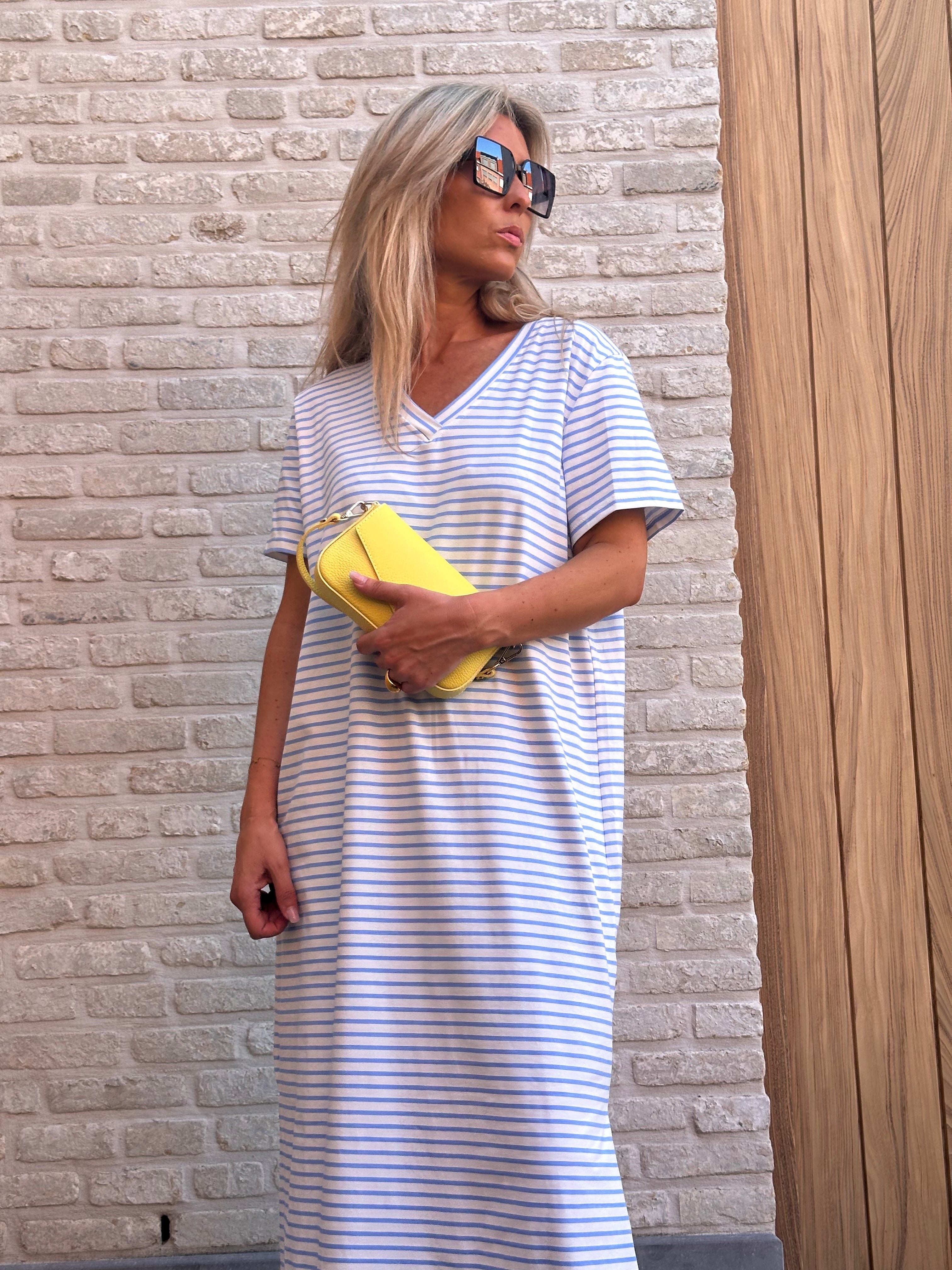 Jurk Lena Stripes Wit/Blauw - Oversized