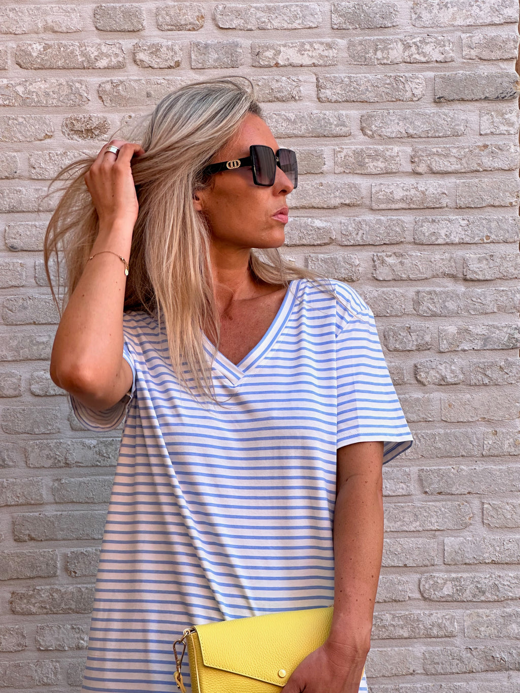 Jurk Lena Stripes Wit/Blauw - Oversized