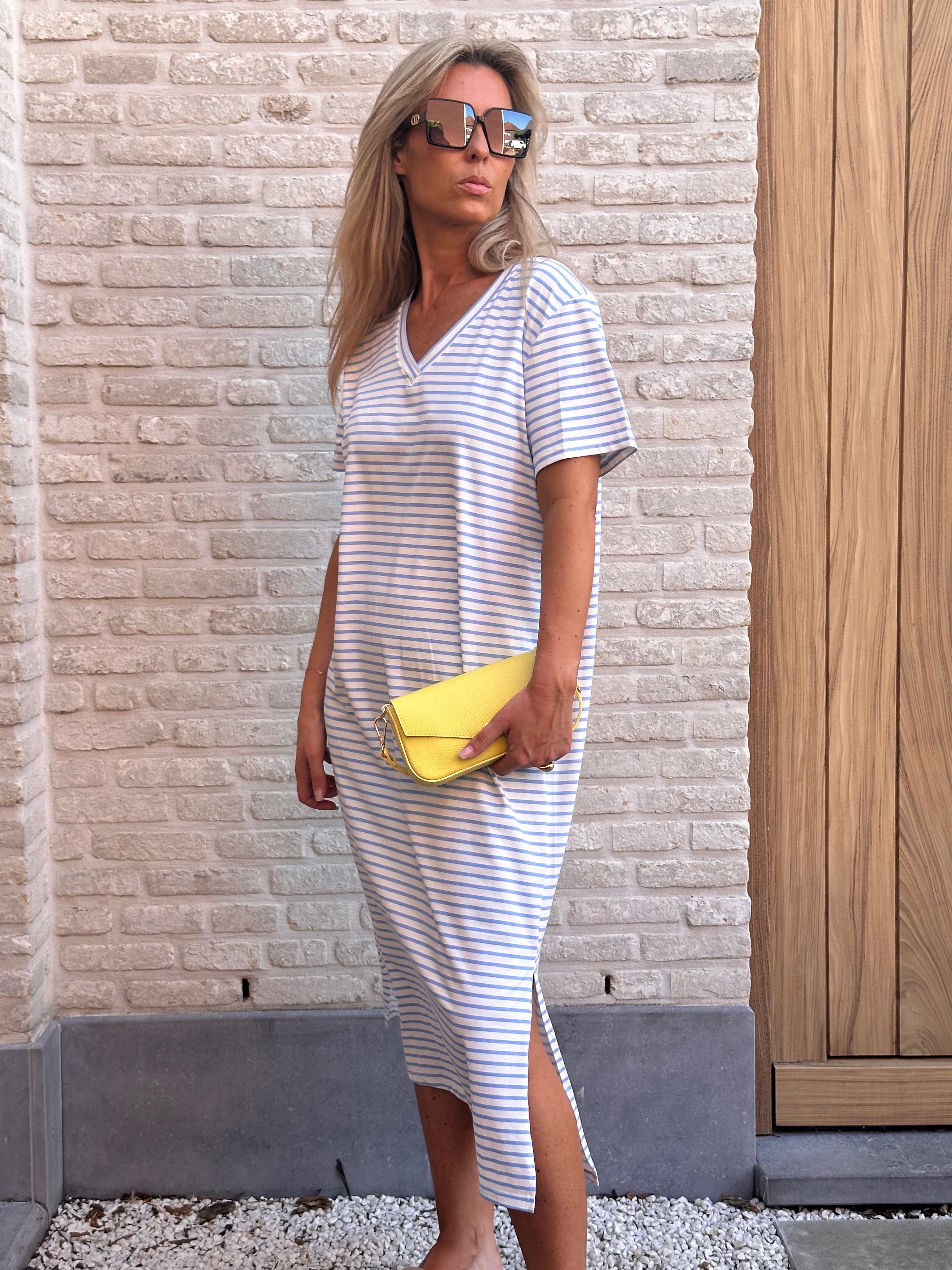 Jurk Lena Stripes Wit/Blauw - Oversized