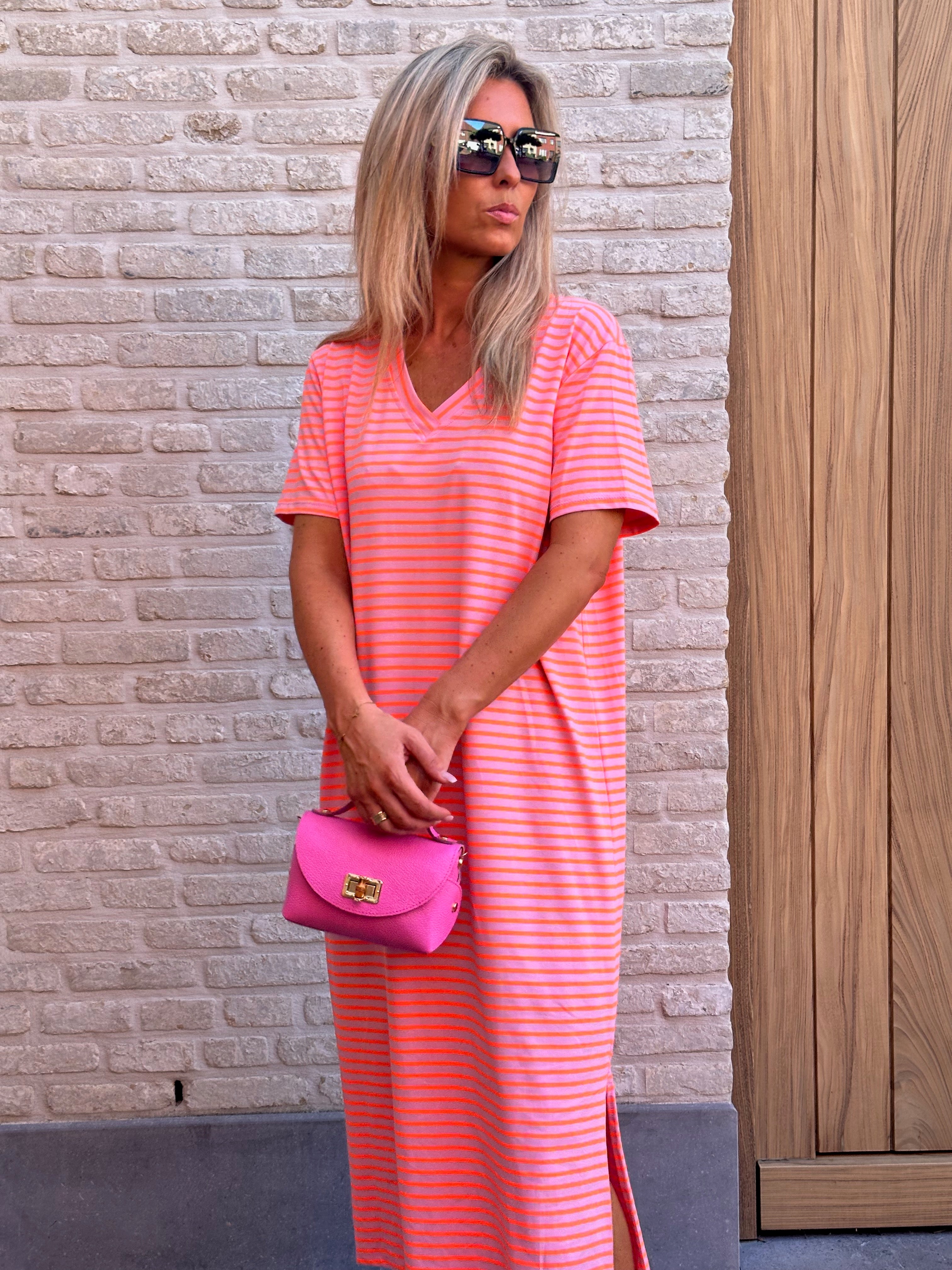 Jurk Lena Stripes Roze/Oranje