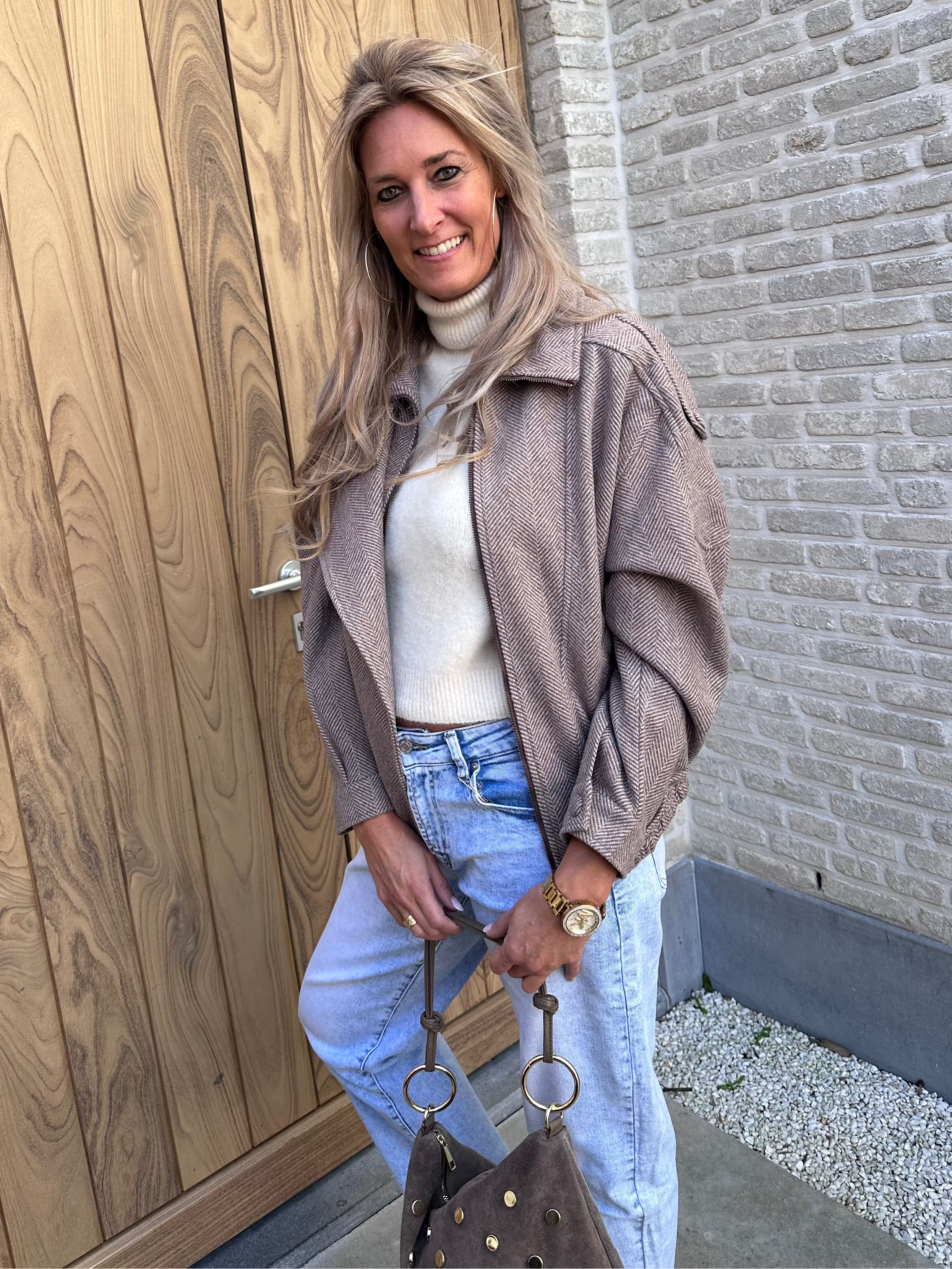 Jasje Faye - Oversized - Visgraat Taupe