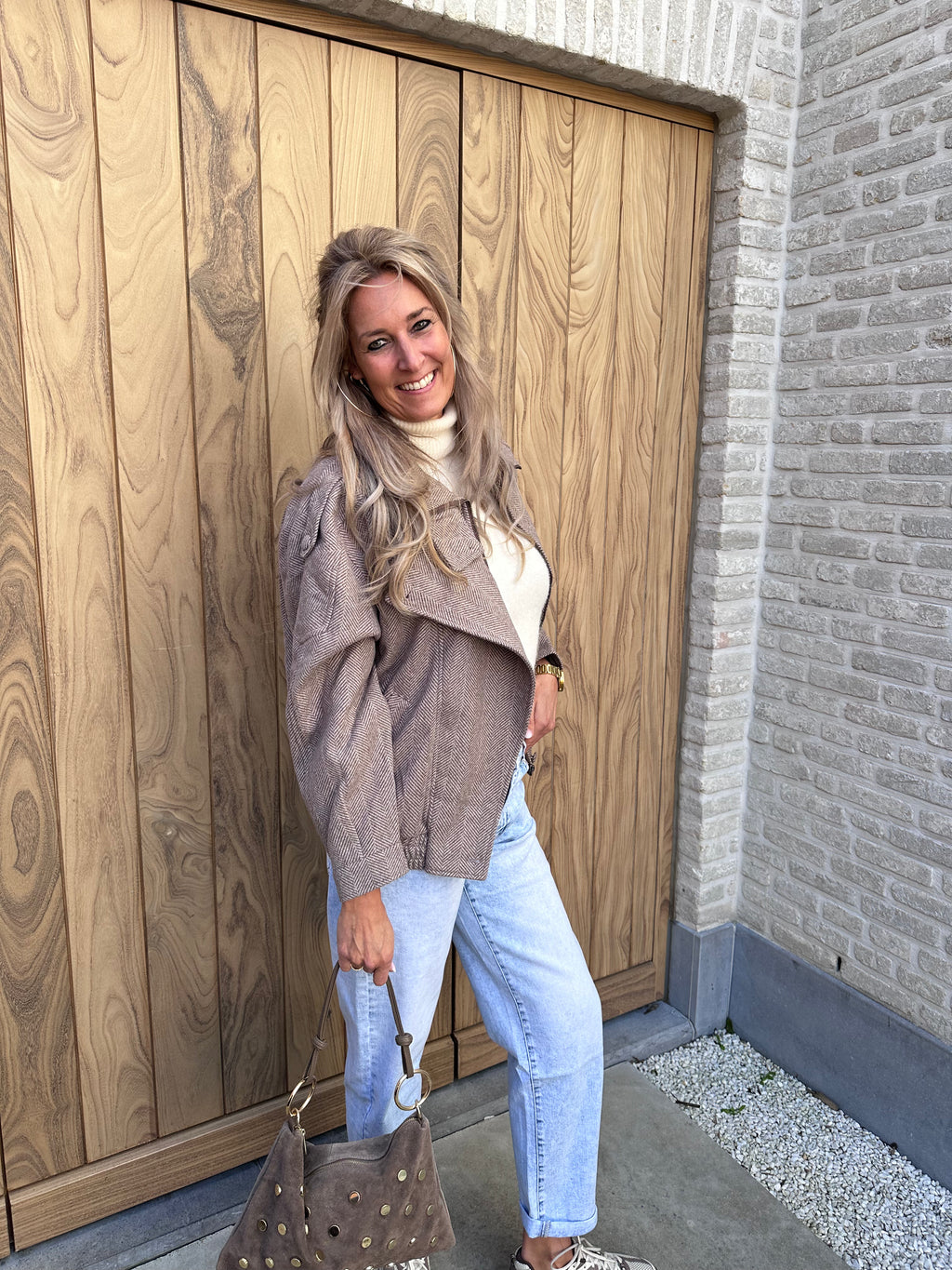Jasje Faye - Oversized - Visgraat Taupe