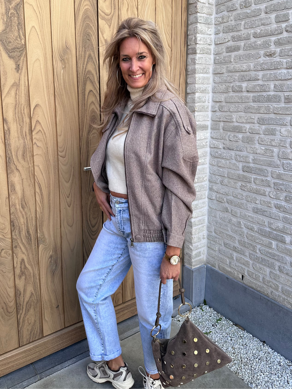 Jasje Faye - Oversized - Visgraat Taupe