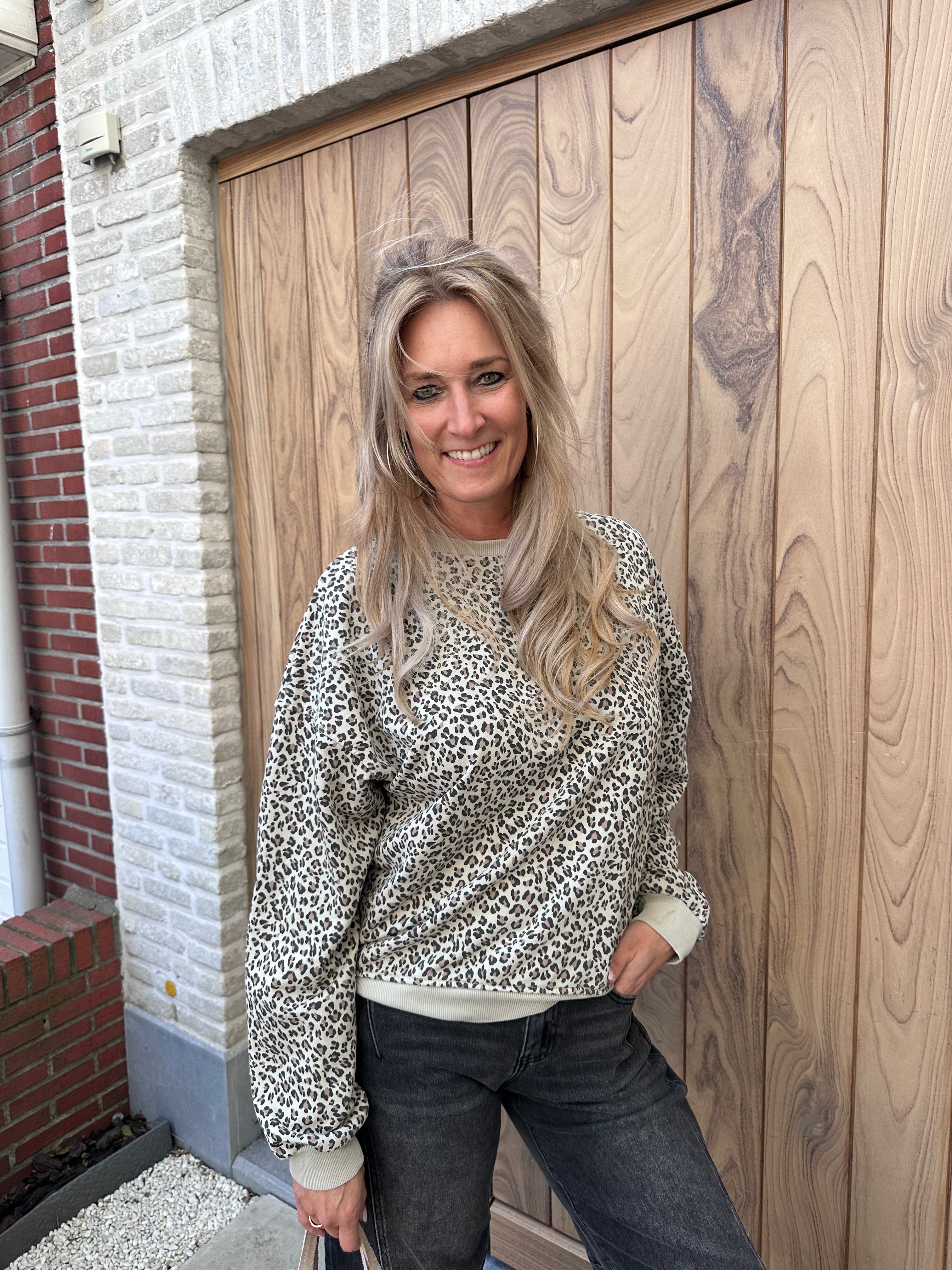 Sweater Bente Leopard Beige
