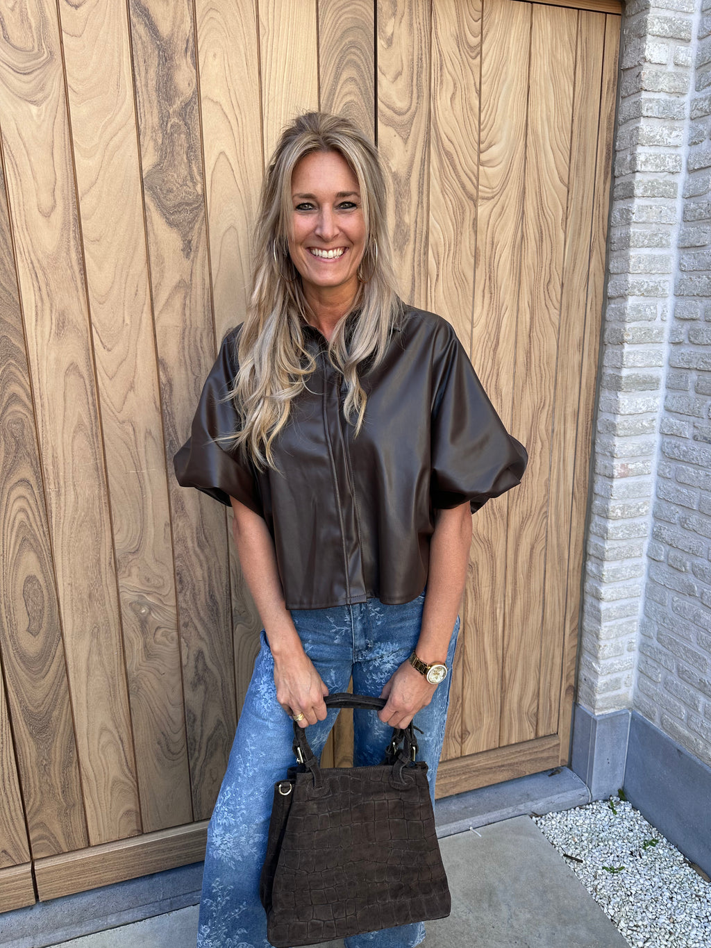Hemd Kelly Fakeleather brown