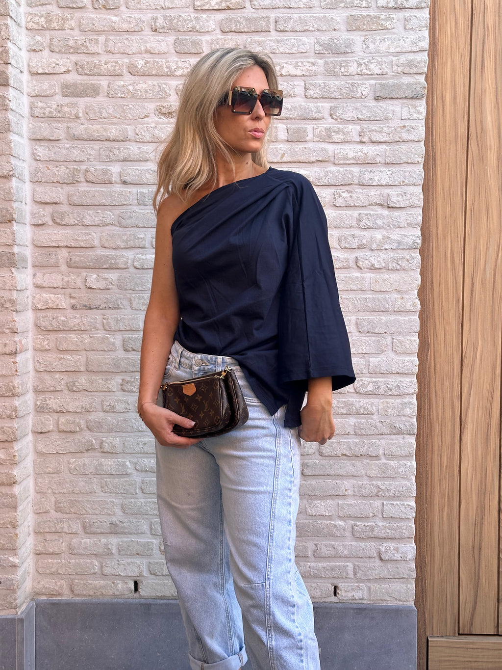 T-shirt Bibi Offshoulder Oversized Marine