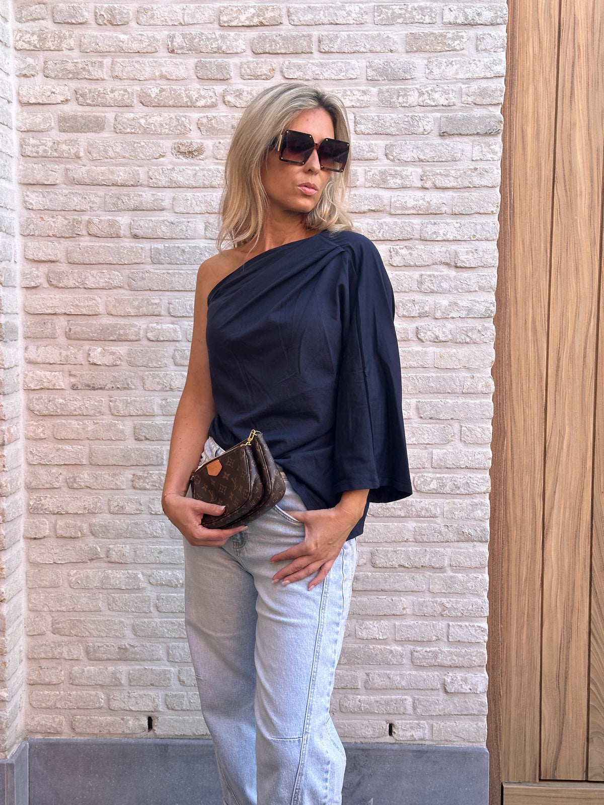 T-shirt Bibi Offshoulder Oversized Marine