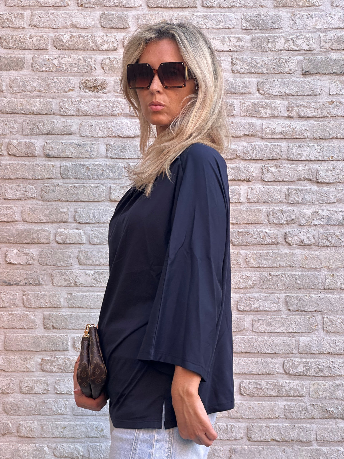 T-shirt Bibi Offshoulder Oversized Marine