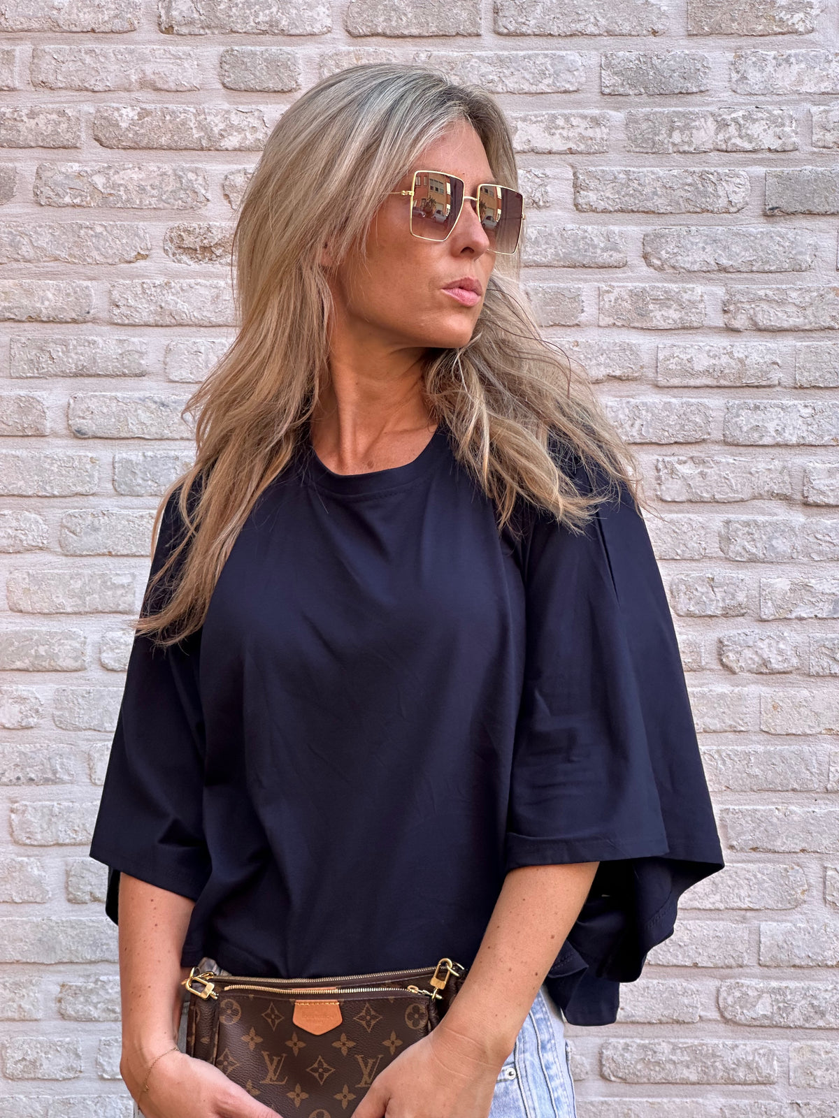 T-shirt Zoé Oversized Marine - kort model