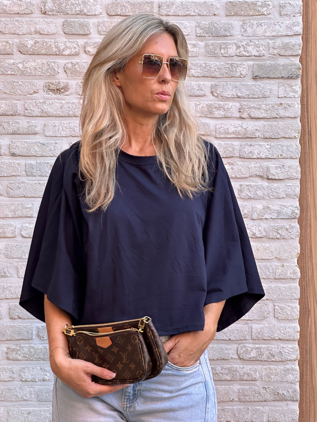T-shirt Zoé Oversized Marine - kort model