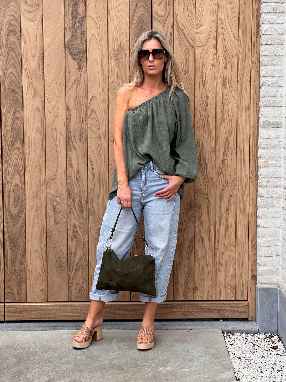 Top Sara Oversized Tetra Kaki