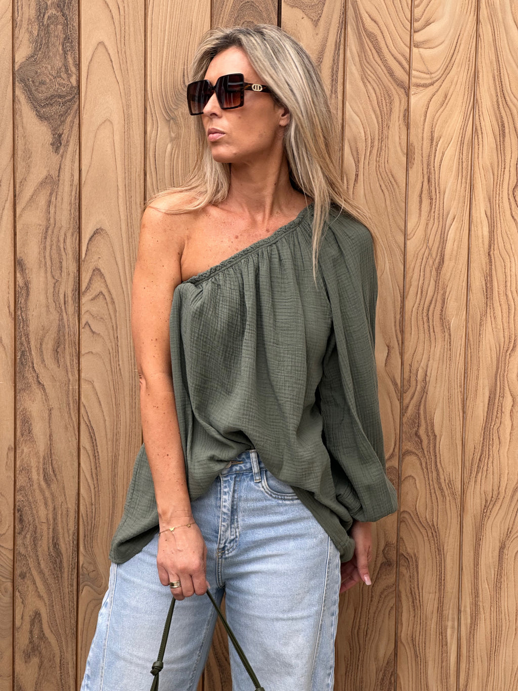 Top Sara Oversized Tetra Kaki