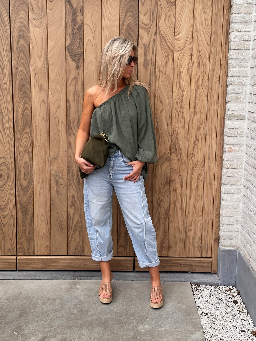 Top Sara Oversized Tetra Kaki