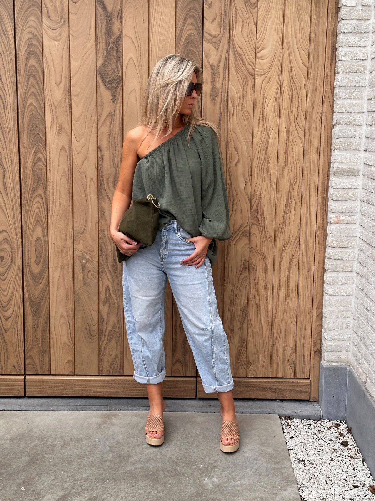 Top Sara Oversized Tetra Kaki