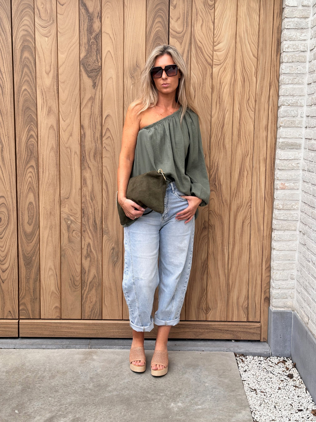 Top Sara Oversized Tetra Kaki