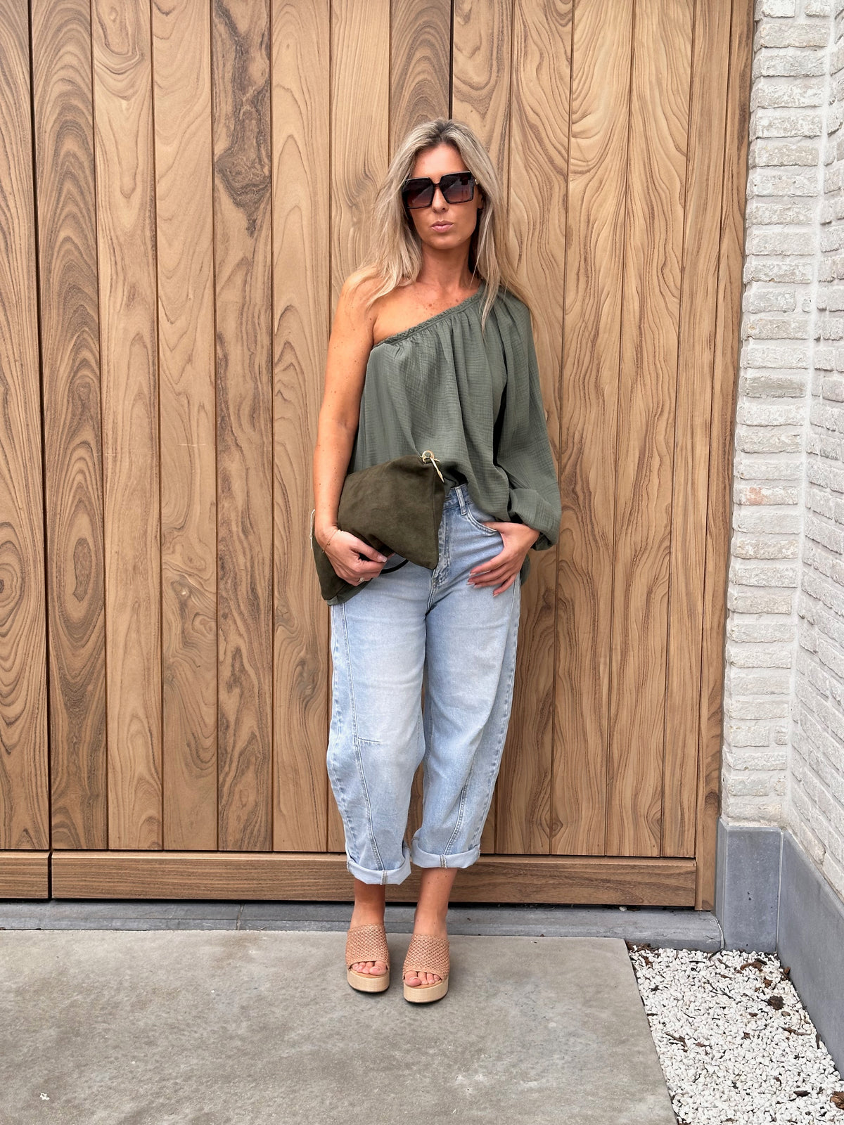 Top Sara Oversized Tetra Kaki