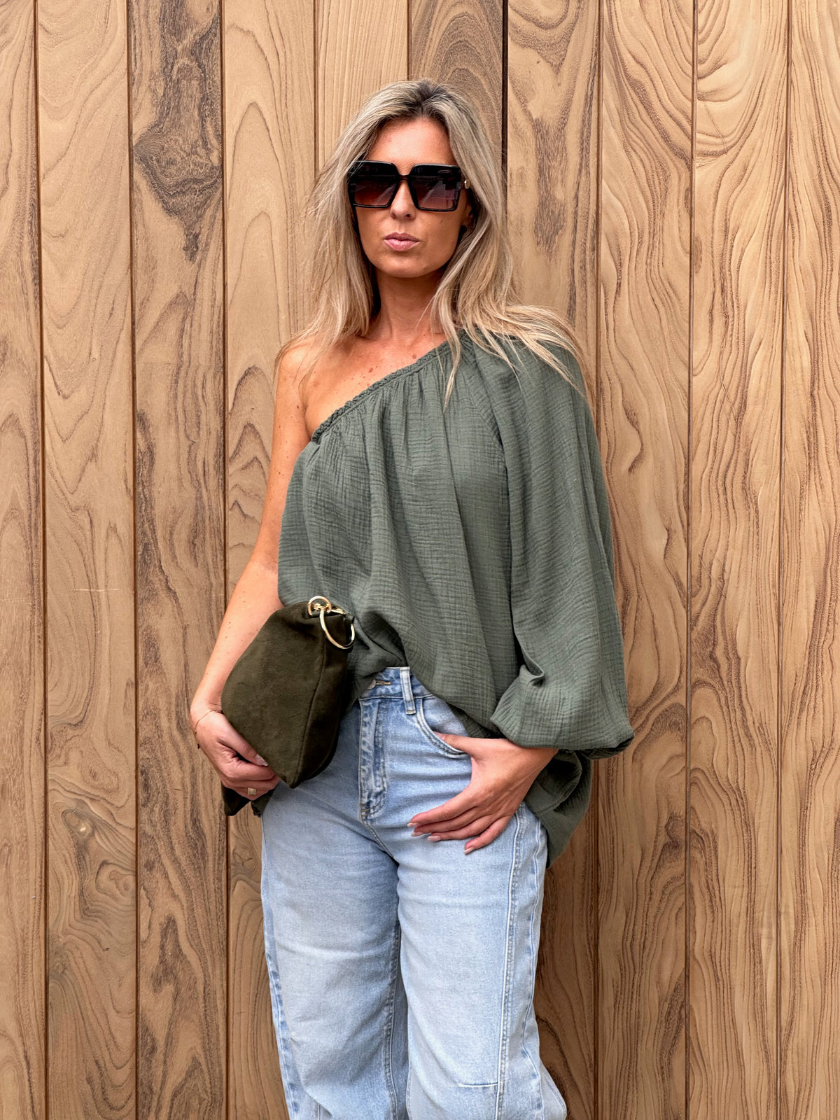 Top Sara Oversized Tetra Kaki