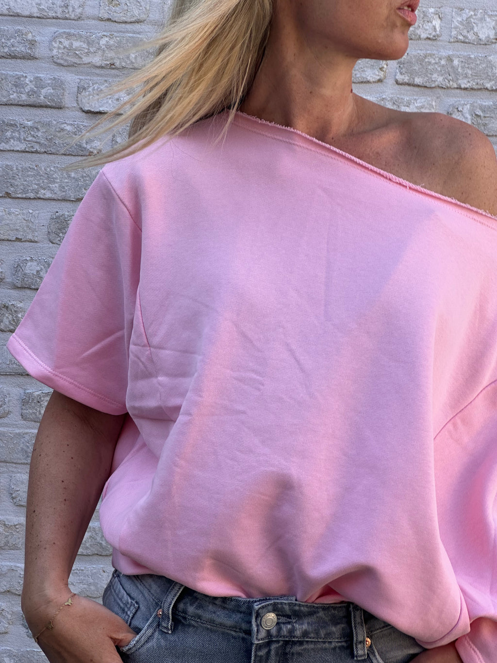 Sweater Offshoulder Oversized Yana Pink