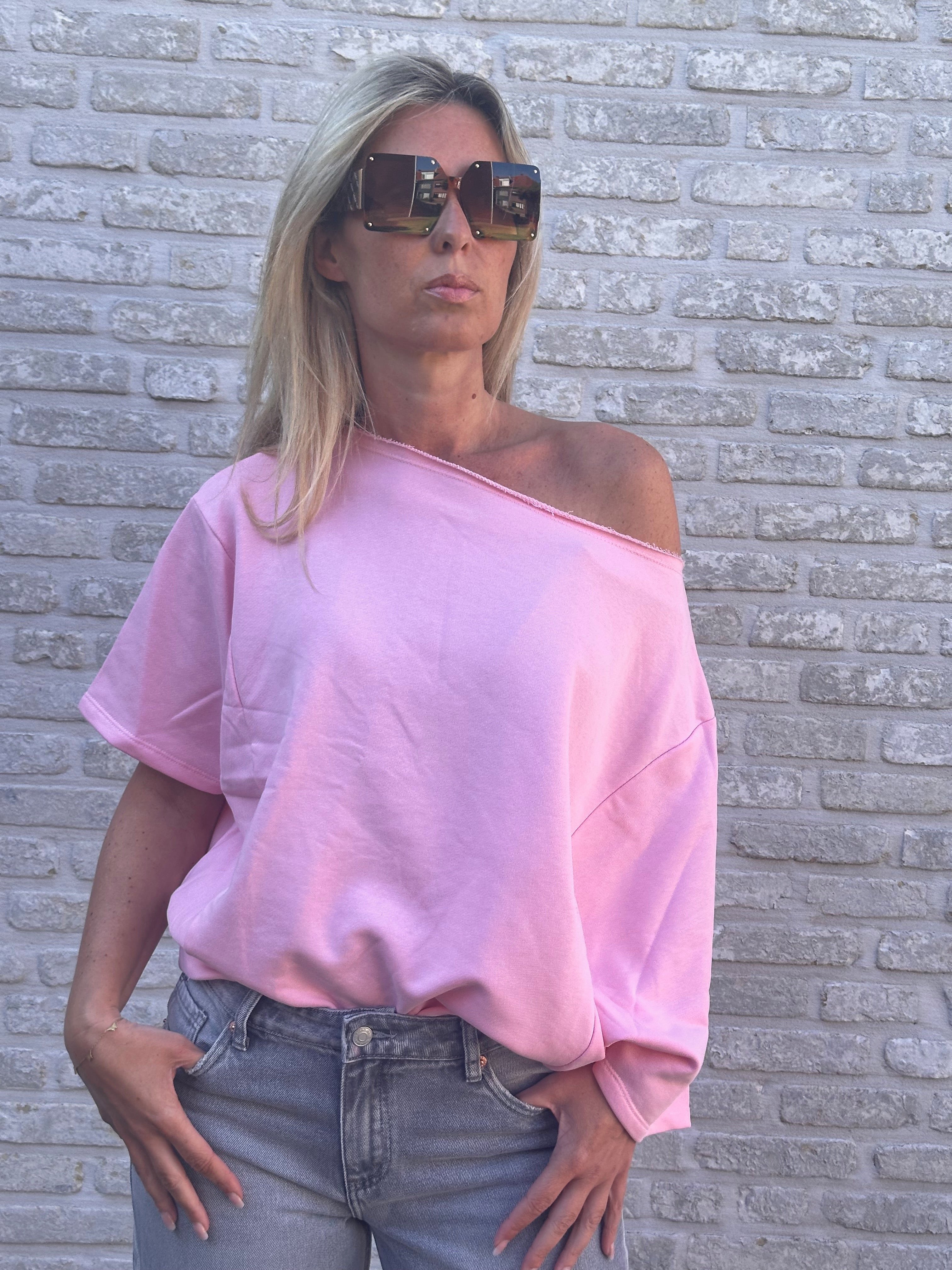Sweater Offshoulder Oversized Yana Pink