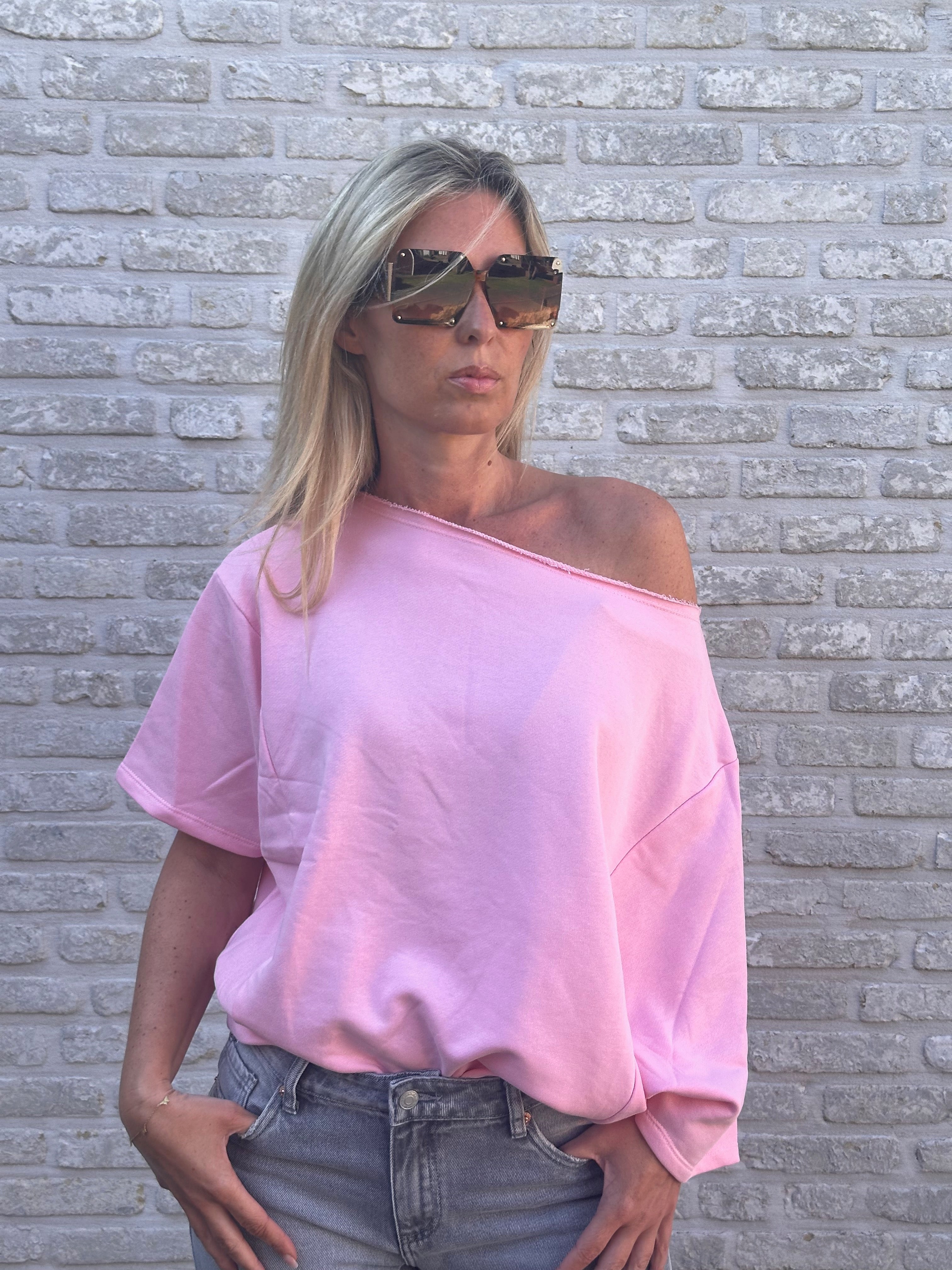 Sweater Offshoulder Oversized Yana Pink