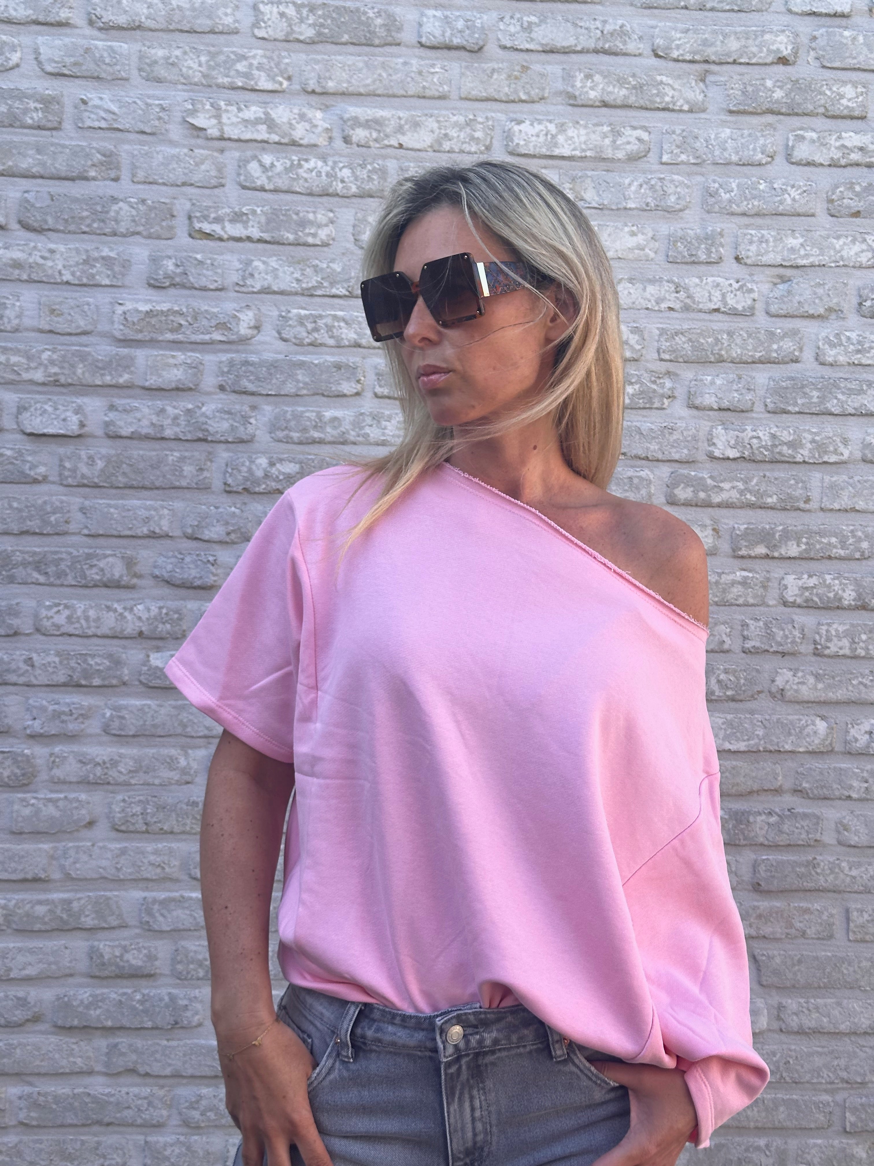 Sweater Offshoulder Oversized Yana Pink