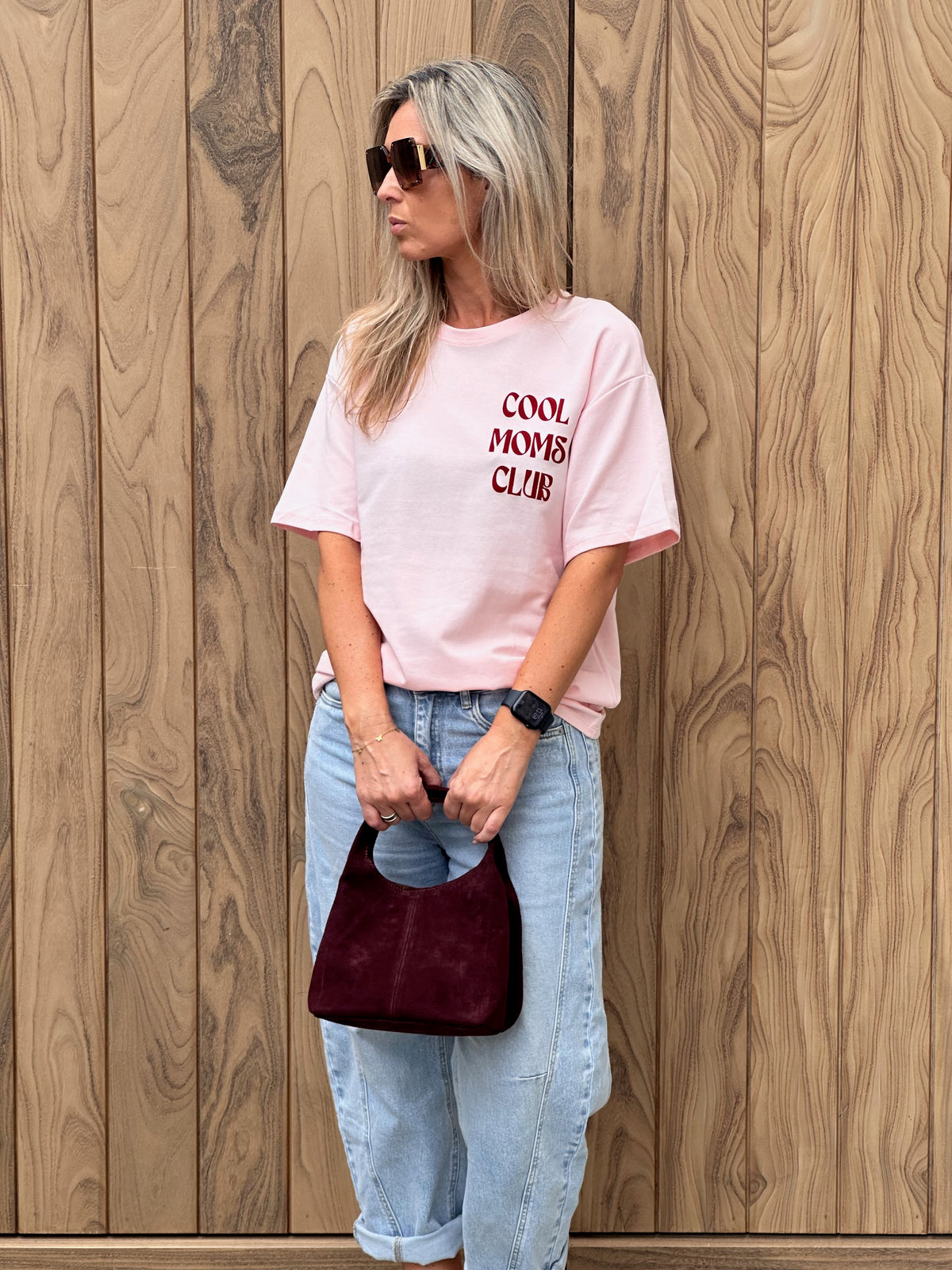 T-shirt Cool Moms Club Roze