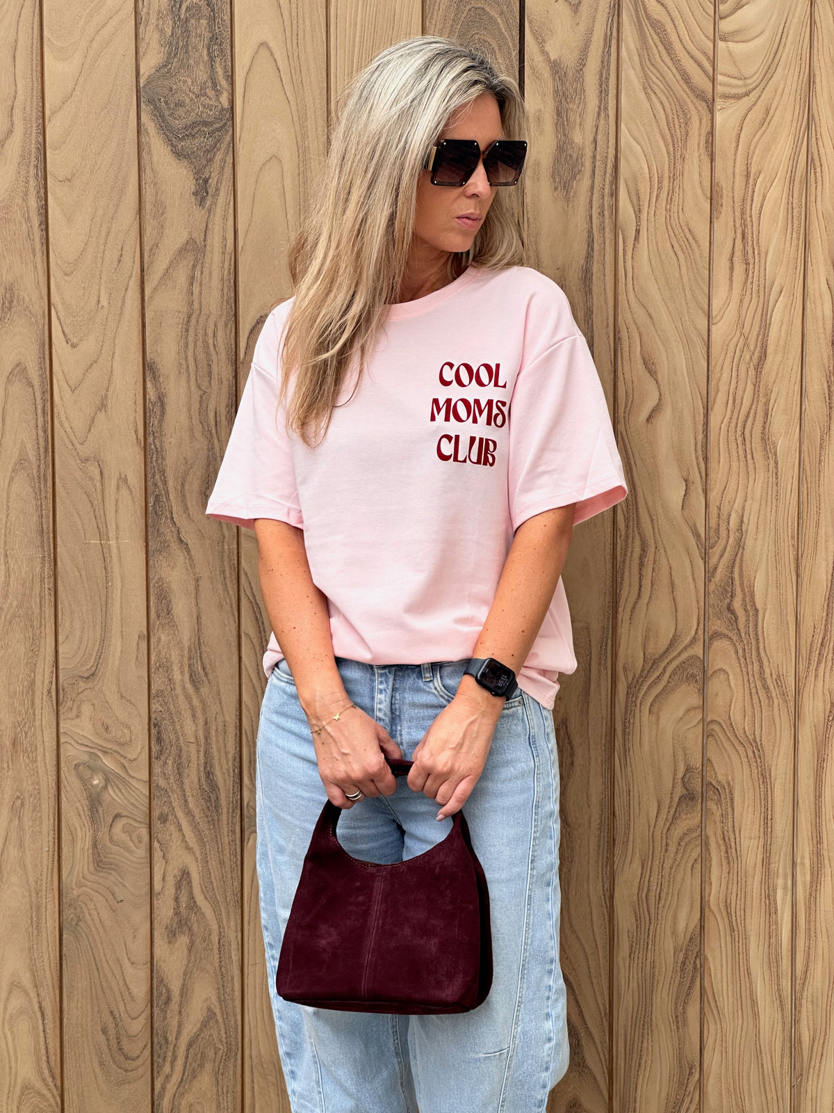 T-shirt Cool Moms Club Roze