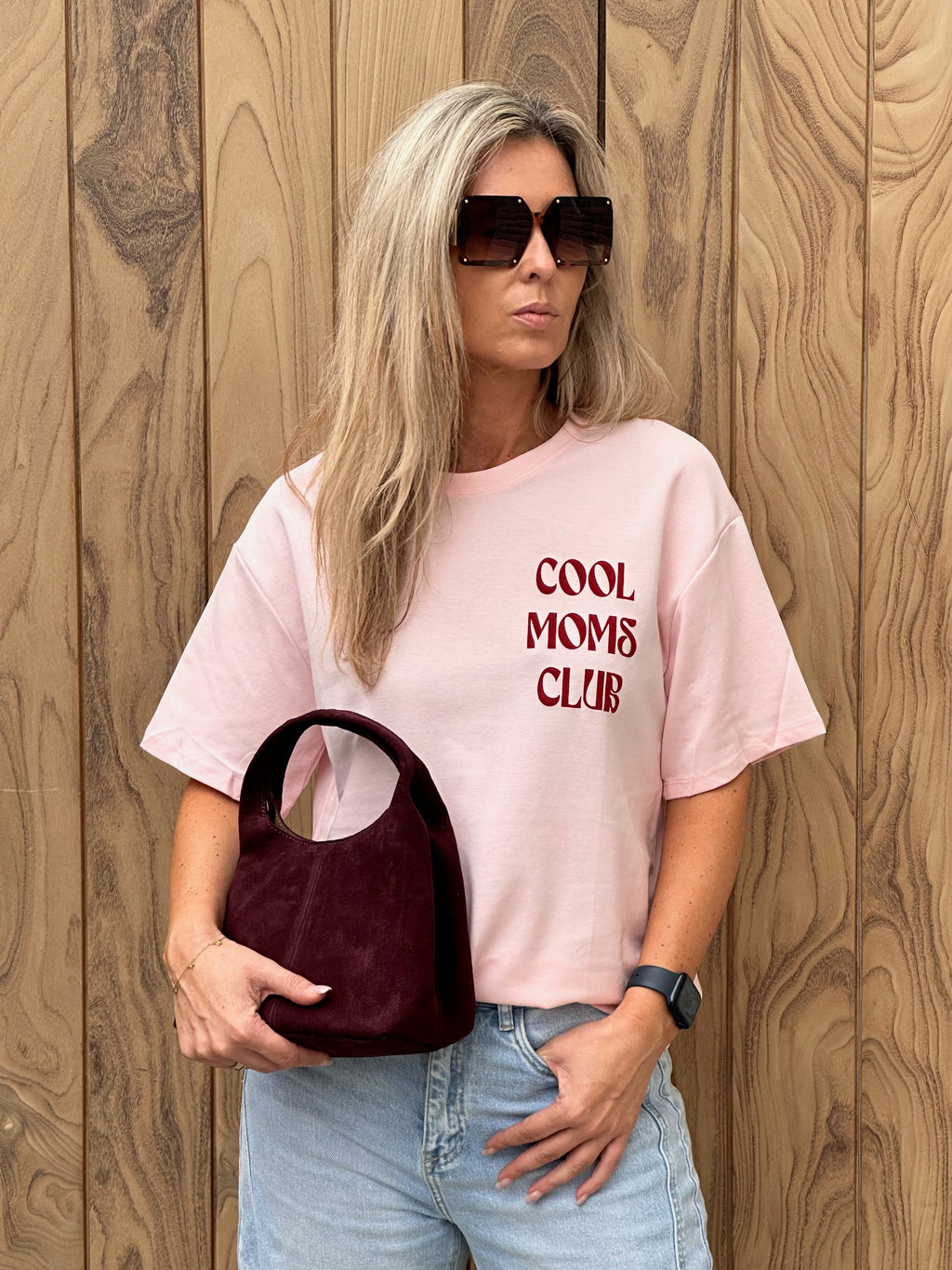 T-shirt Cool Moms Club Roze