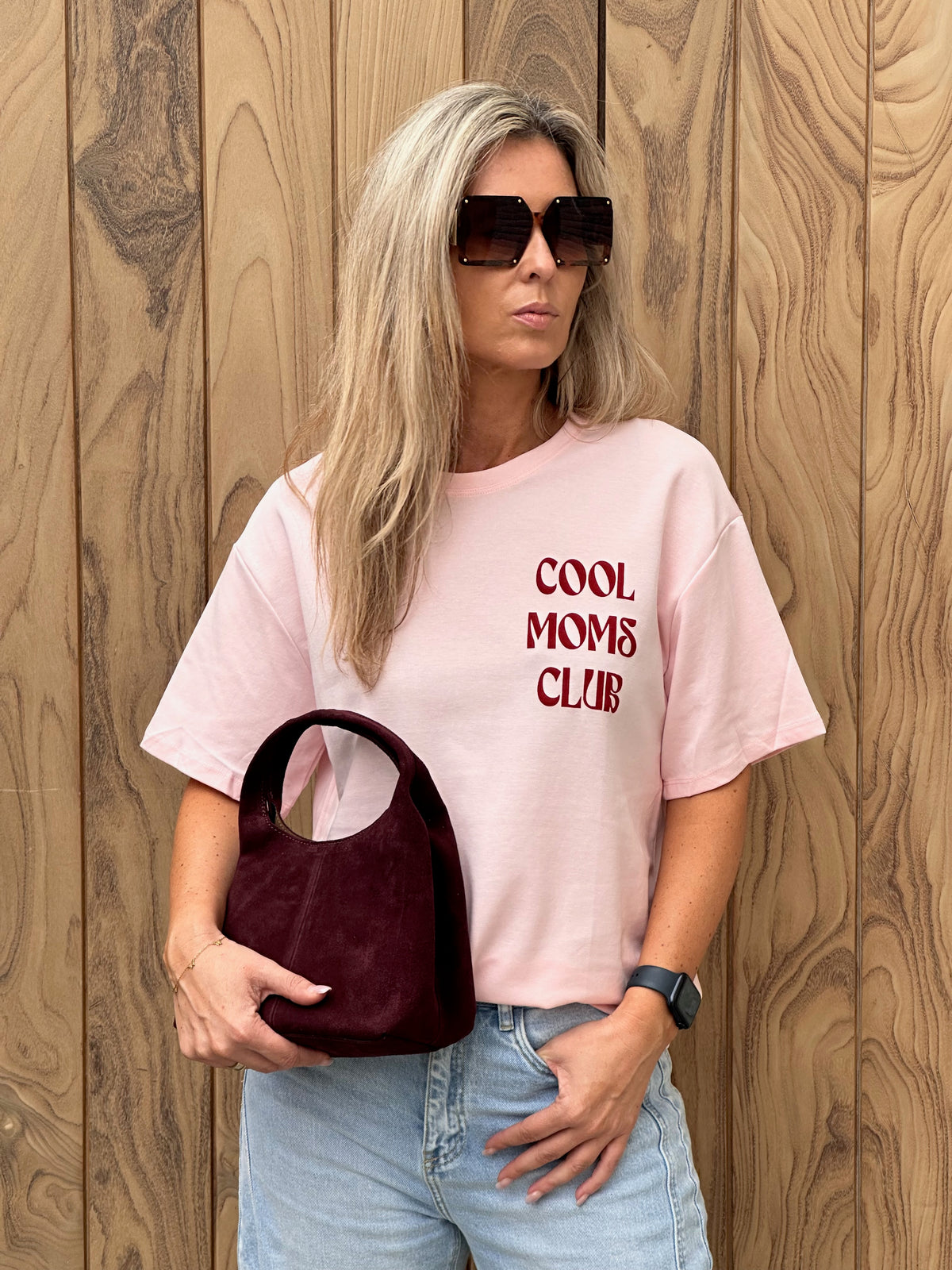 T-shirt Cool Moms Club Roze