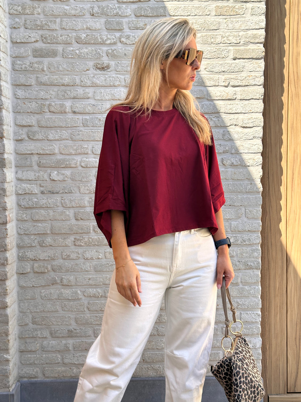 T-Shirt Zoé Bordeaux - kort model Oversized