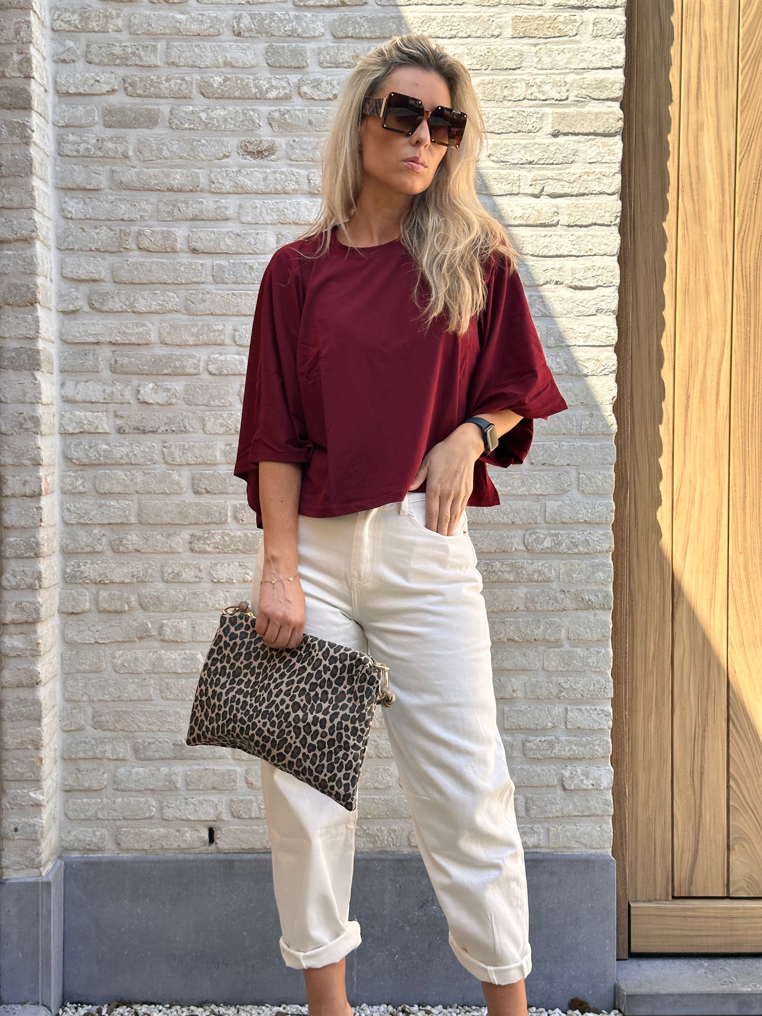 T-Shirt Zoé Bordeaux - kort model Oversized
