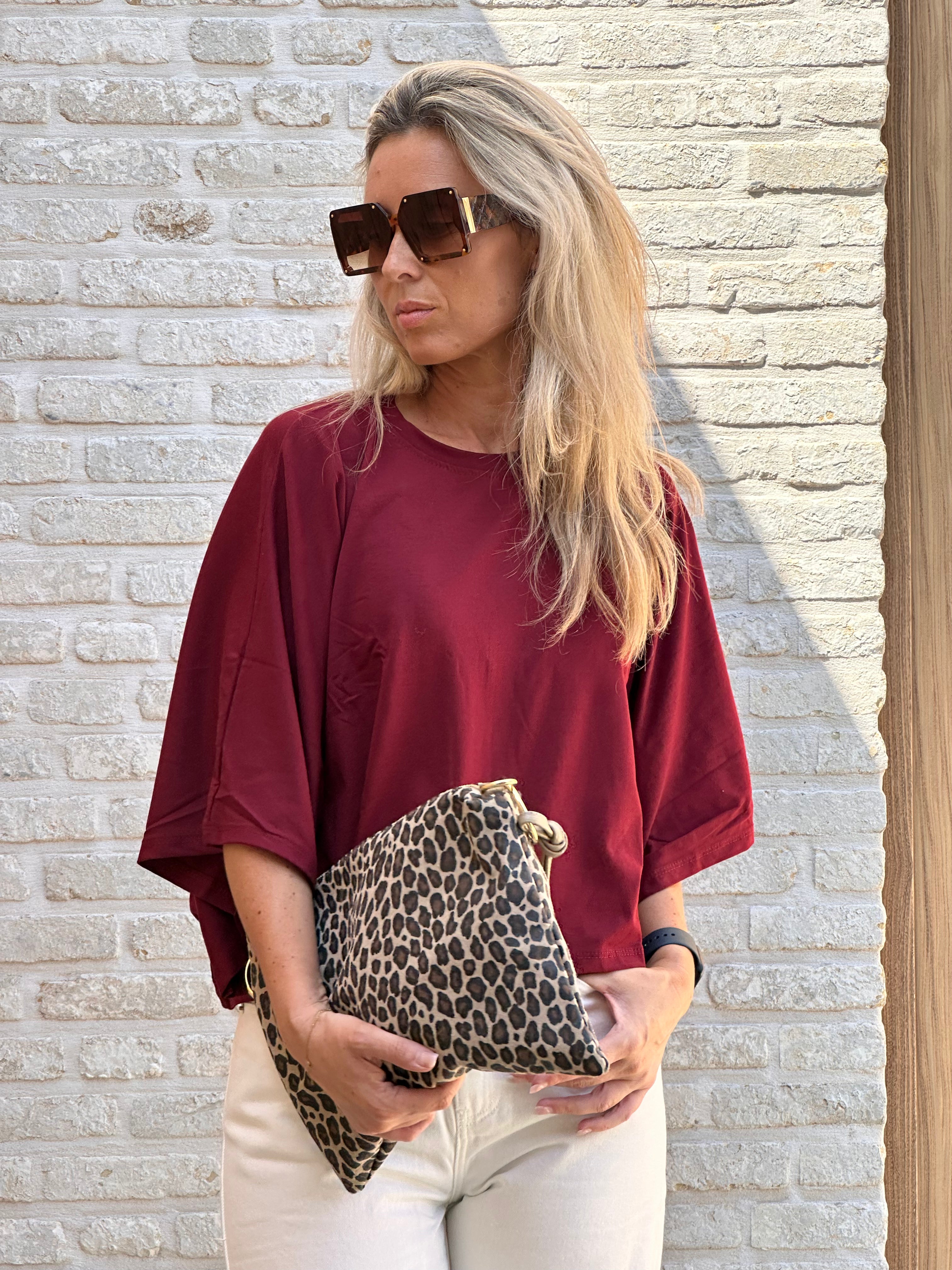 T-Shirt Zoé Bordeaux - kort model Oversized