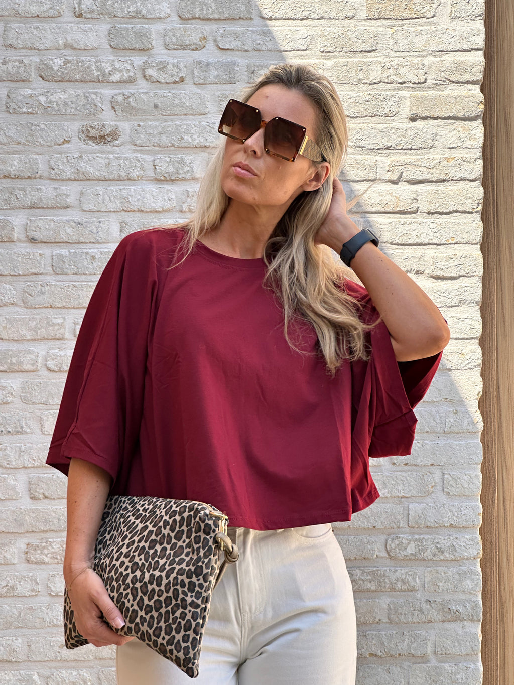 T-Shirt Zoé Bordeaux - kort model Oversized