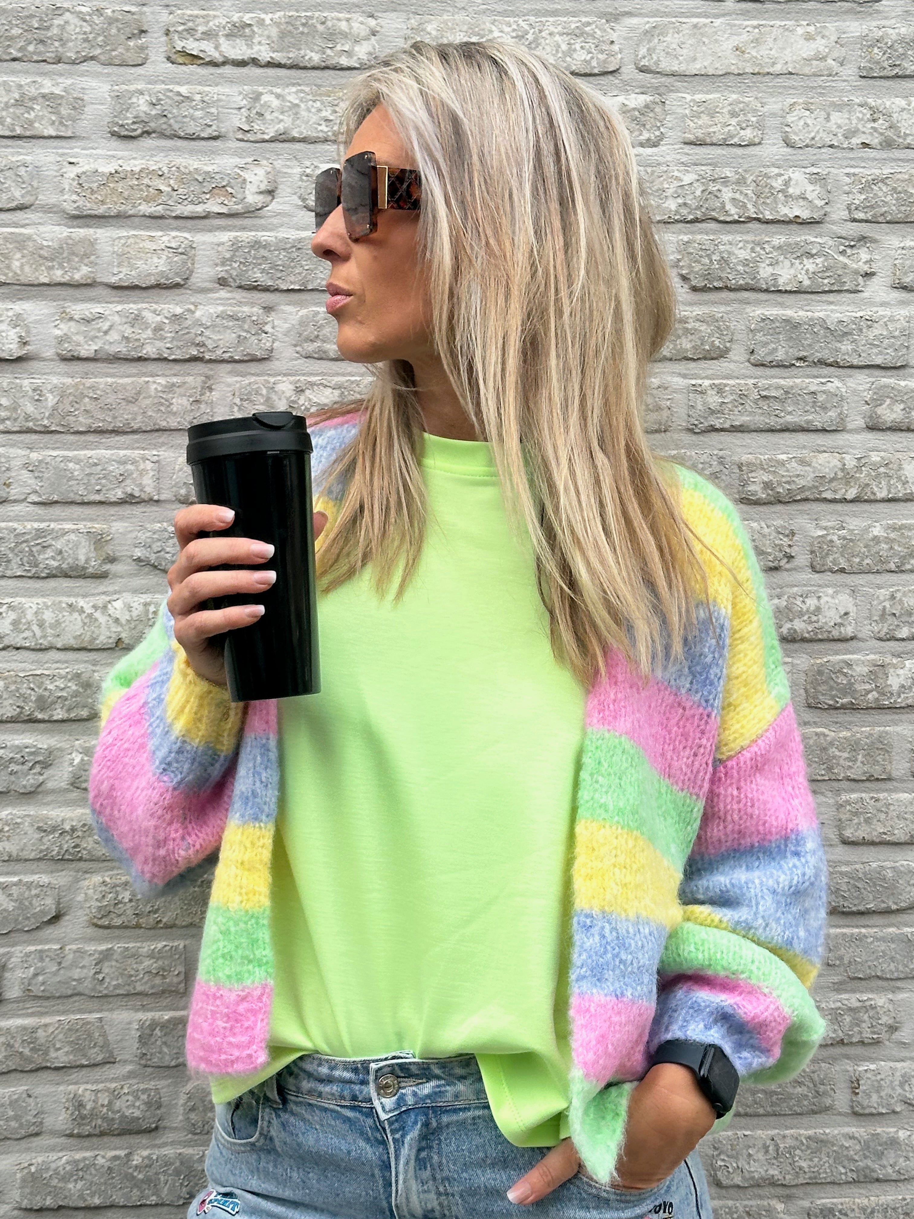 Cardigan Stripes Pink-Blue-Green-Yellow