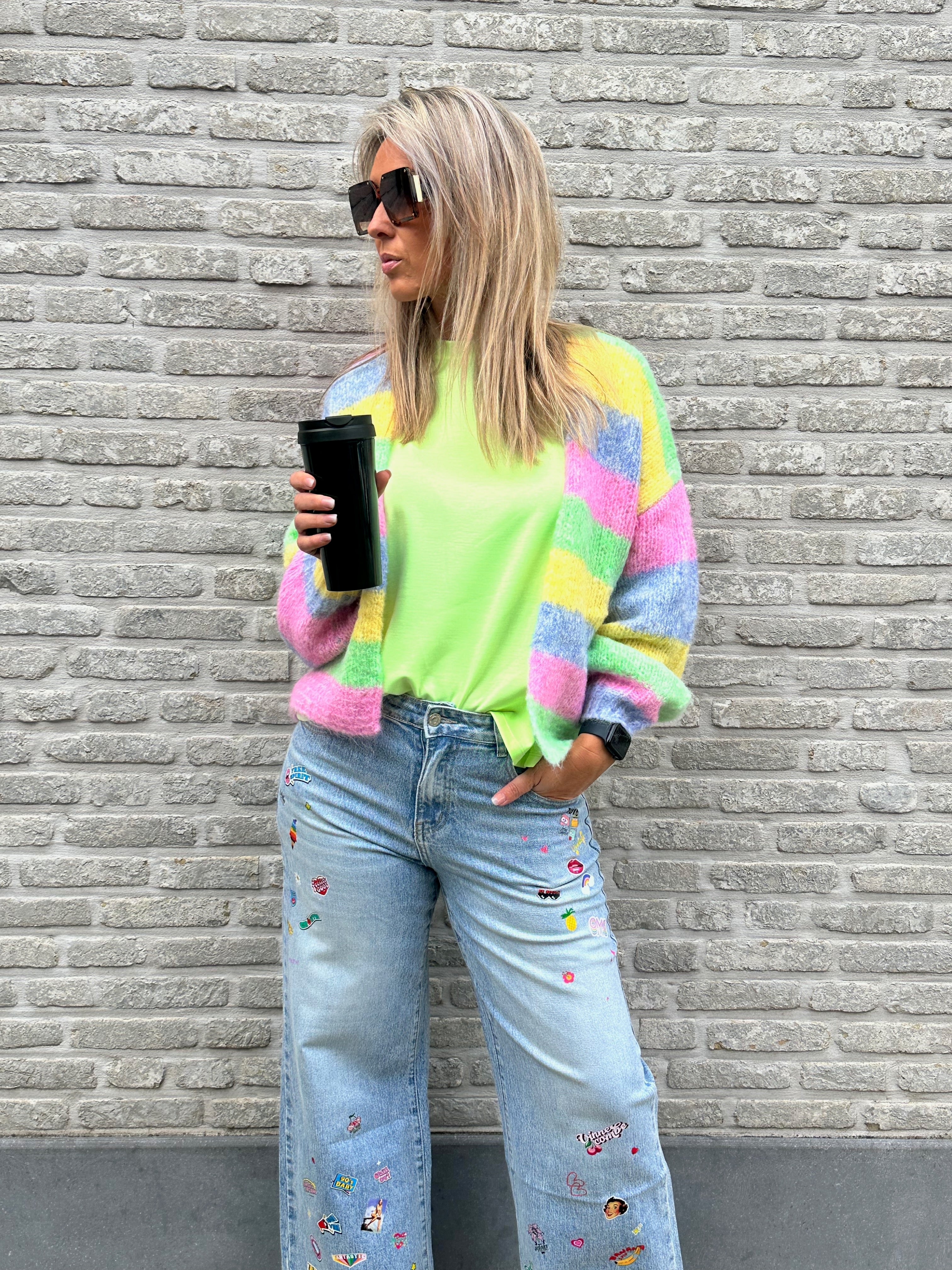 Cardigan Stripes Pink-Blue-Green-Yellow