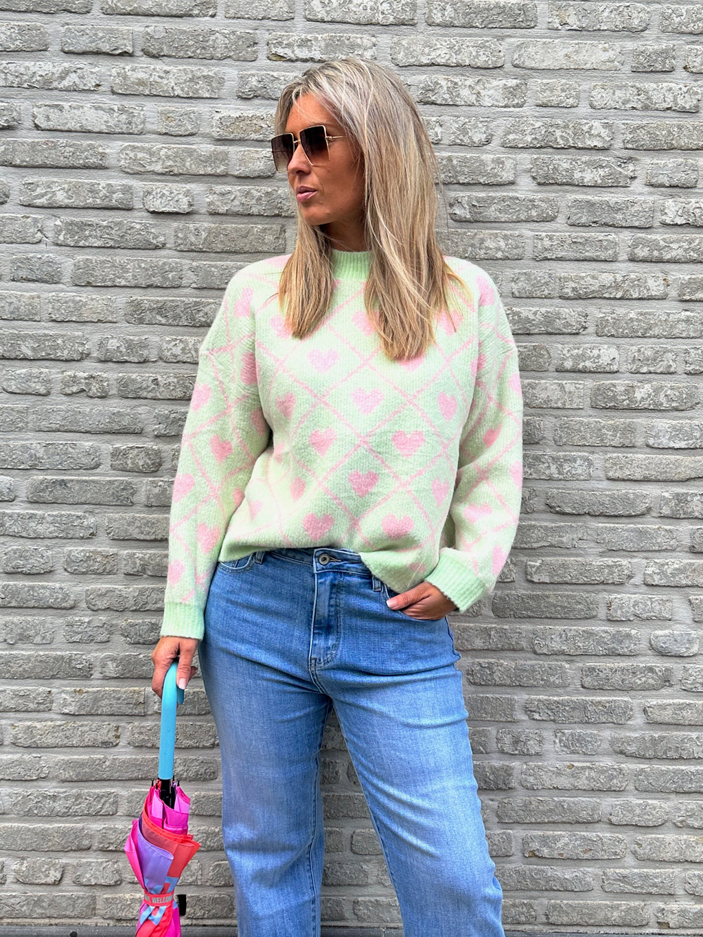 Pull Hearts Mint-Pink