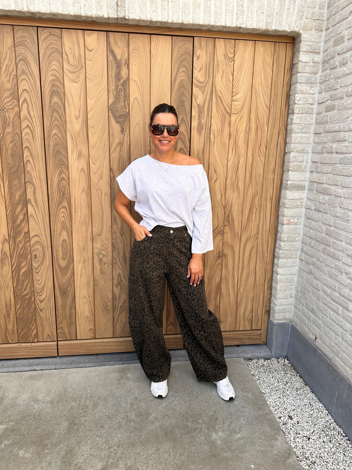 T-Shirt Ann Grijs Oversized Offshoulder