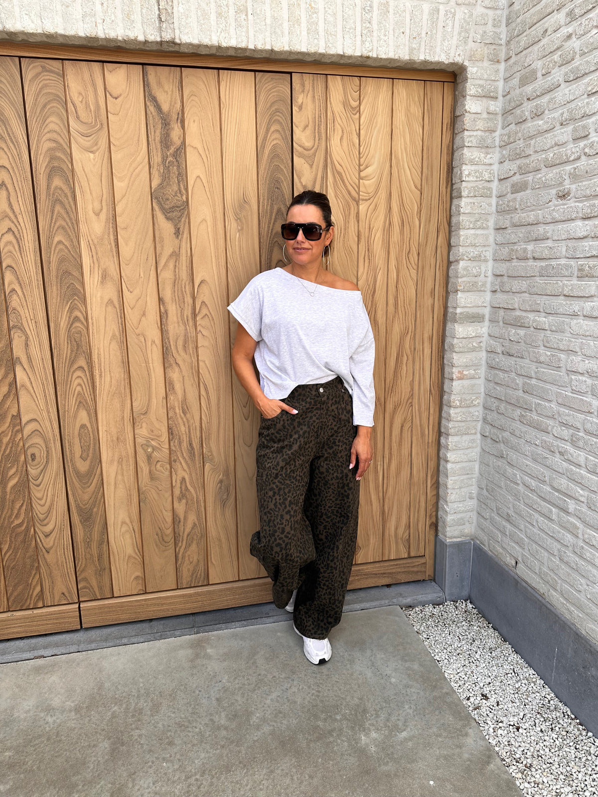 T-Shirt Ann Grijs Oversized Offshoulder