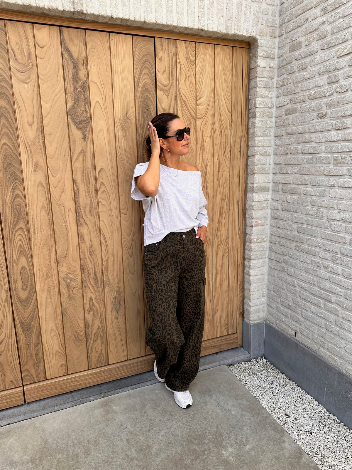 T-Shirt Ann Grijs Oversized Offshoulder