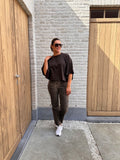 T-shirt Zoé Oversized Bruin- kort model