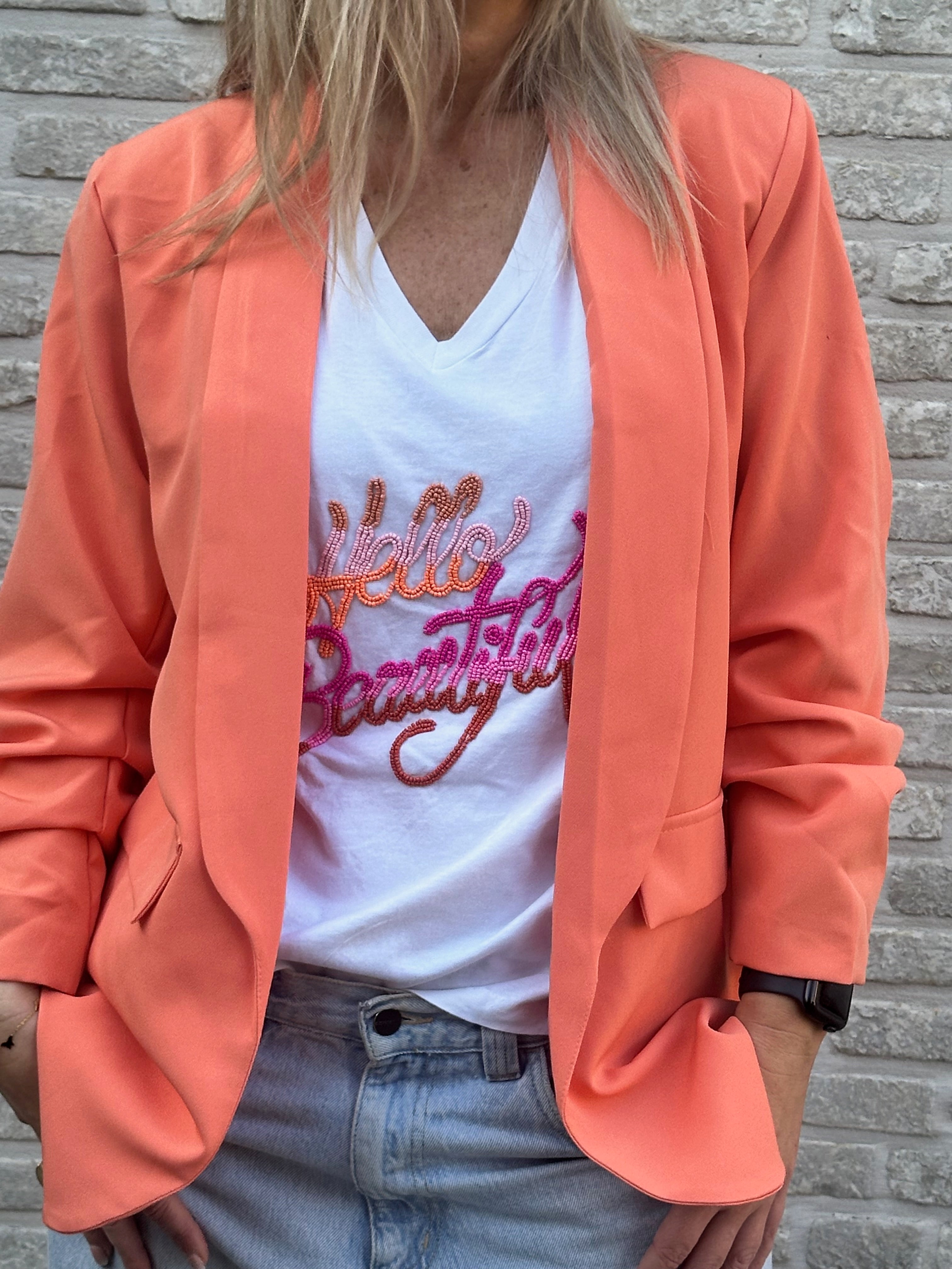 T-shirt Hello Beauty met Strass